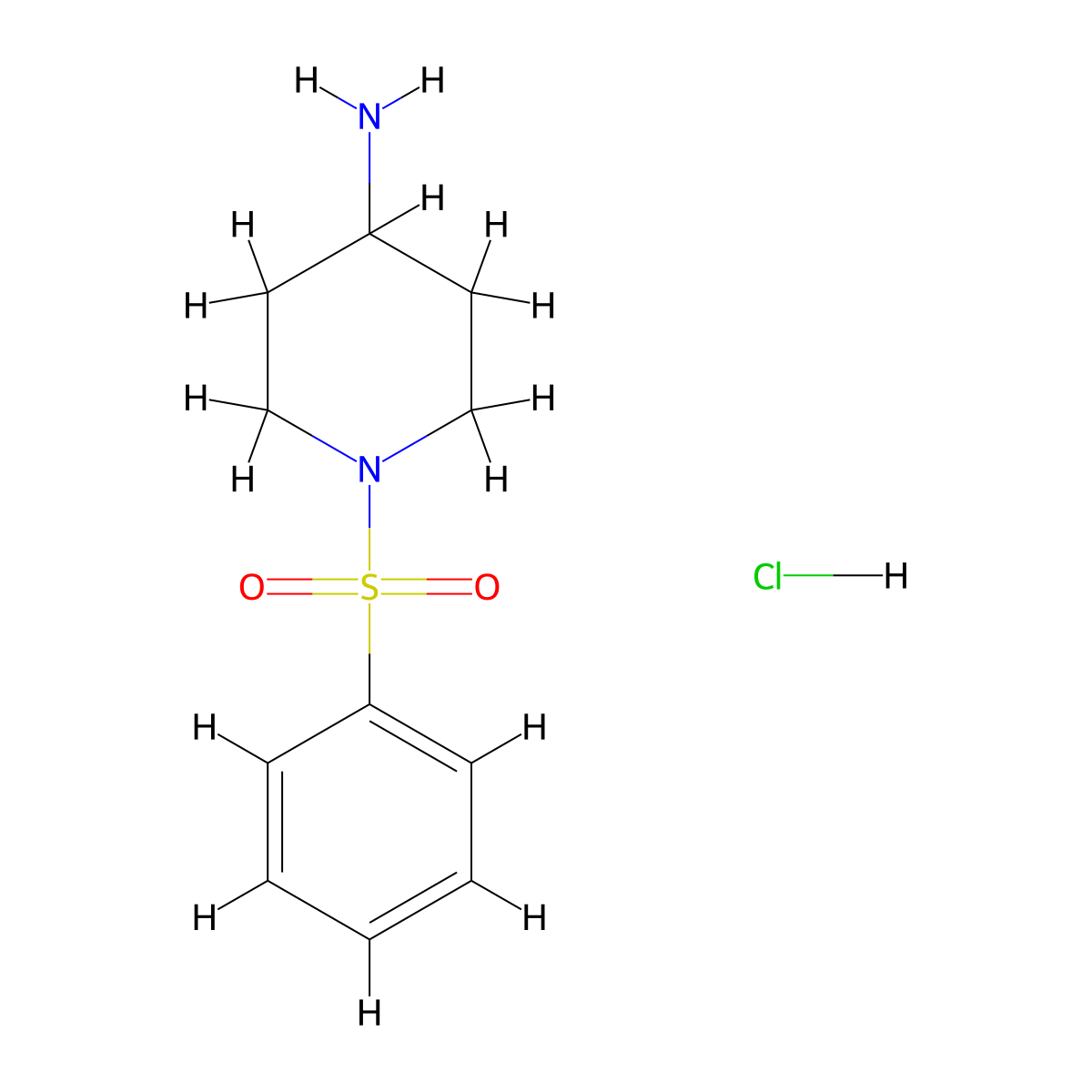 1-(Phenylsulfonyl)-4-piperidinamine hydrochloride molecular structure, CAS 1174143-24-8