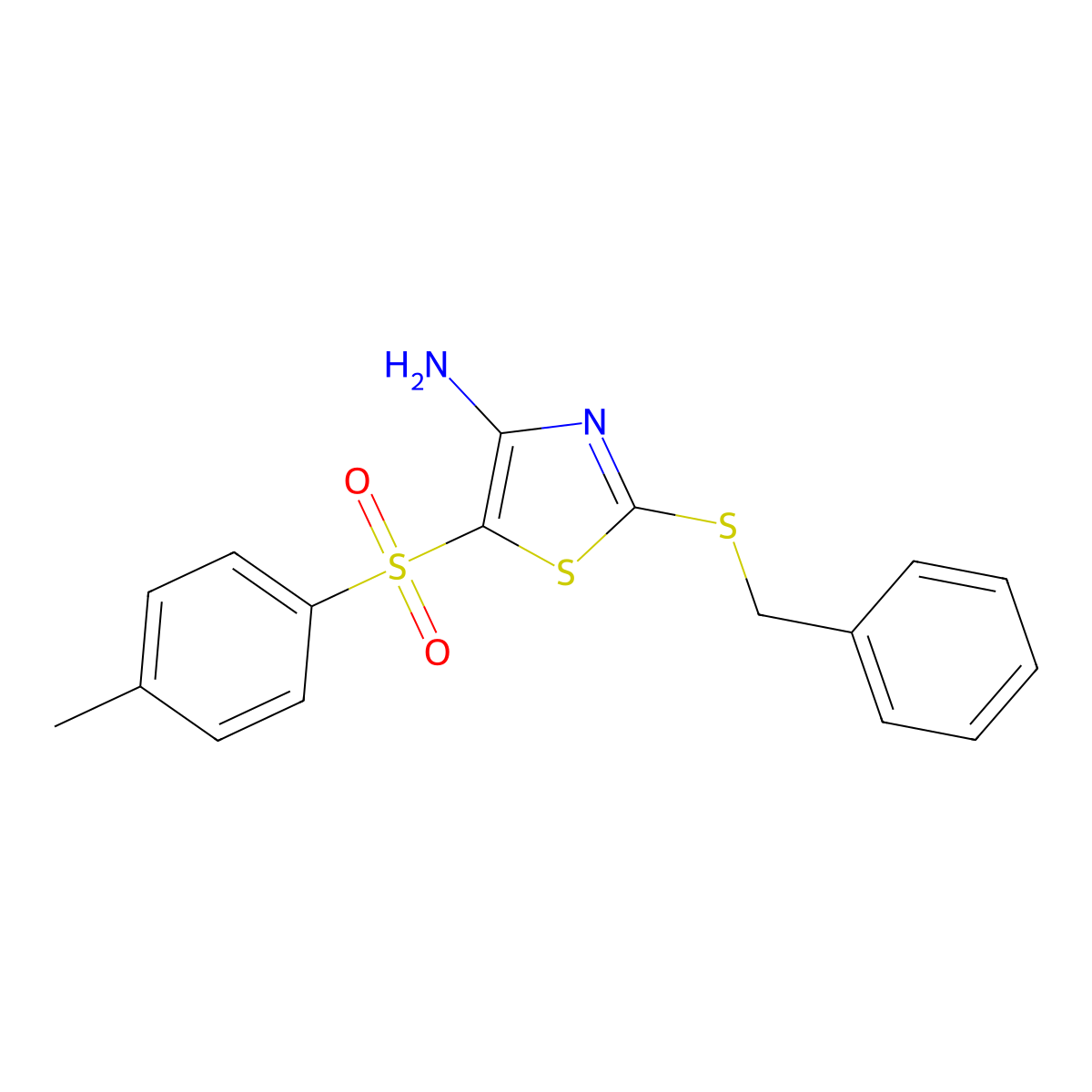 4-Amino-2-benzylthio-5-tosylthiazole molecular structure, CAS 117420-86-7