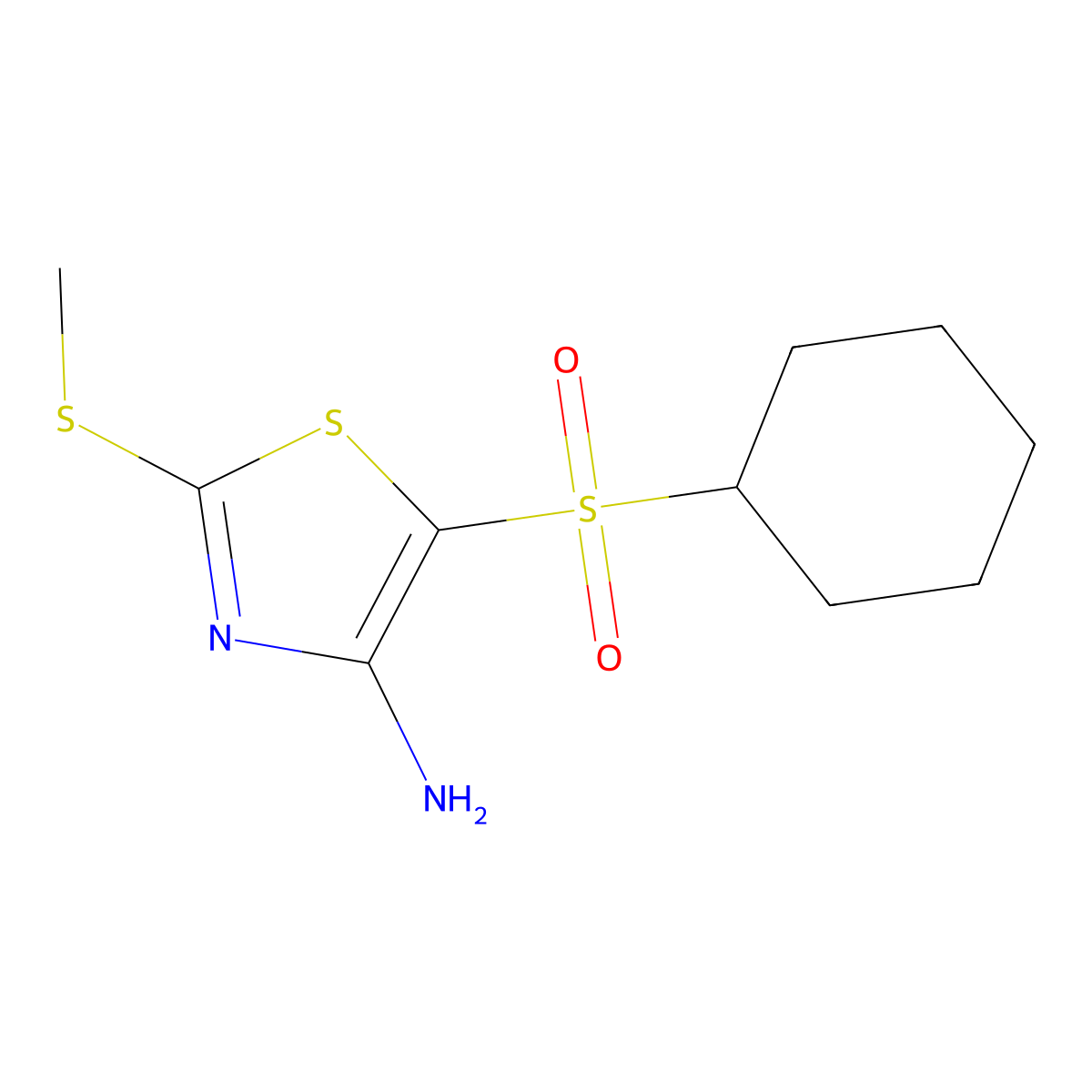 5-(Cyclohexylsulfonyl)-2-(methylthio)thiazol-4-amine molecular structure, CAS 117420-90-3