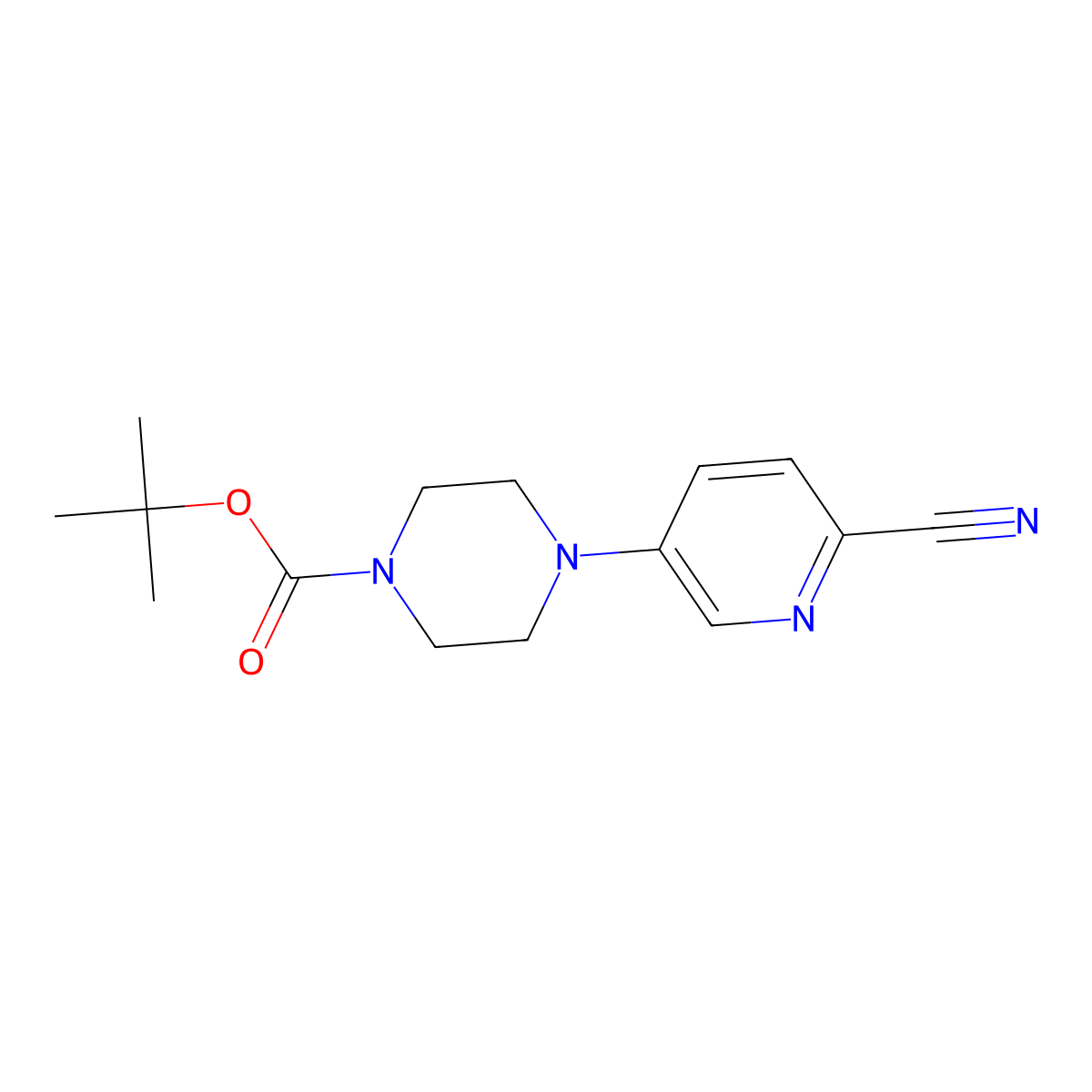 Tert-butyl 4-(6-cyanopyridin-3-yl)piperazine-1-carboxylate molecular structure, CAS 1174207-48-7