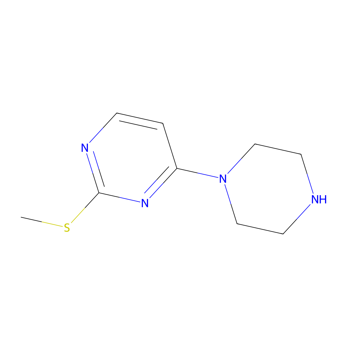 2-(Methylsulfanyl)-4-(piperazin-1-yl)pyrimidine molecular structure, CAS 1174207-76-1