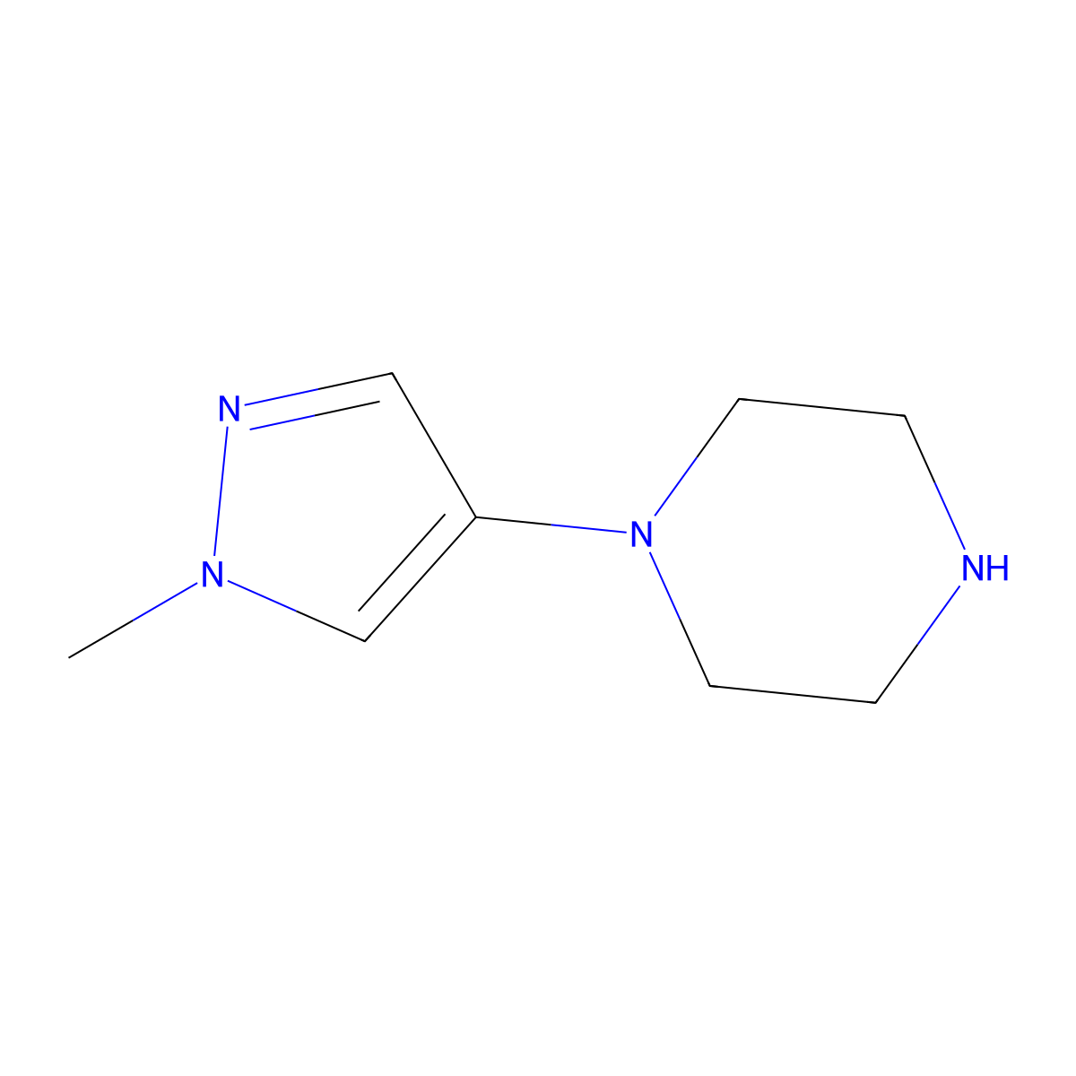 1-(1-methyl-1H-pyrazol-4-yl)piperazine molecular structure, CAS 1174207-79-4