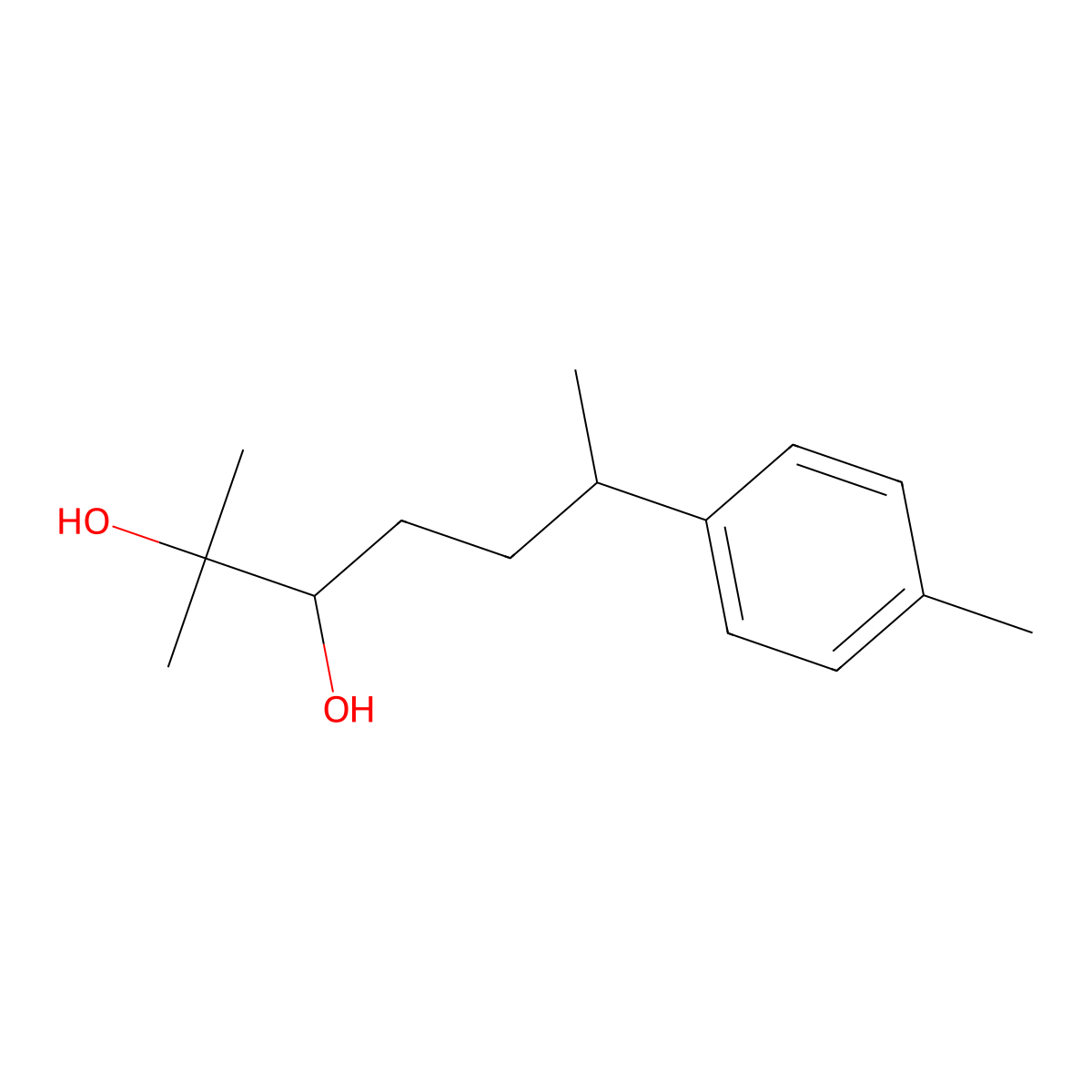 2-Methyl-6-(p-tolyl)heptane-2,3-diol molecular structure, CAS 117421-22-4