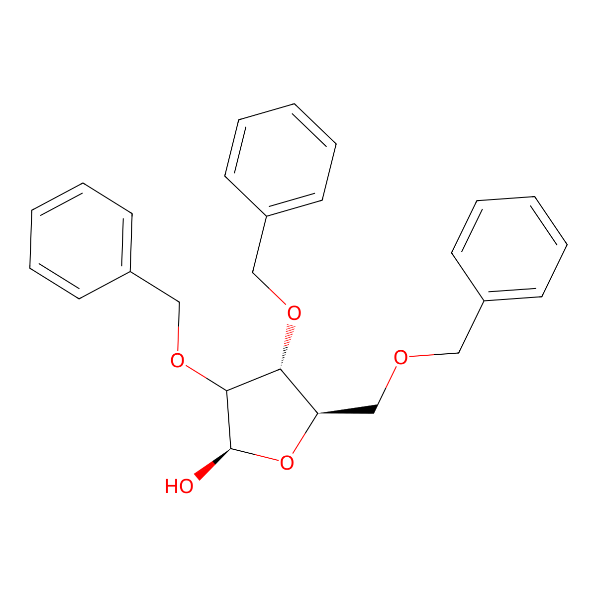 2,3,5-Tri-O-benzyl-b-D-xylofuranose molecular structure, CAS 1174234-12-8