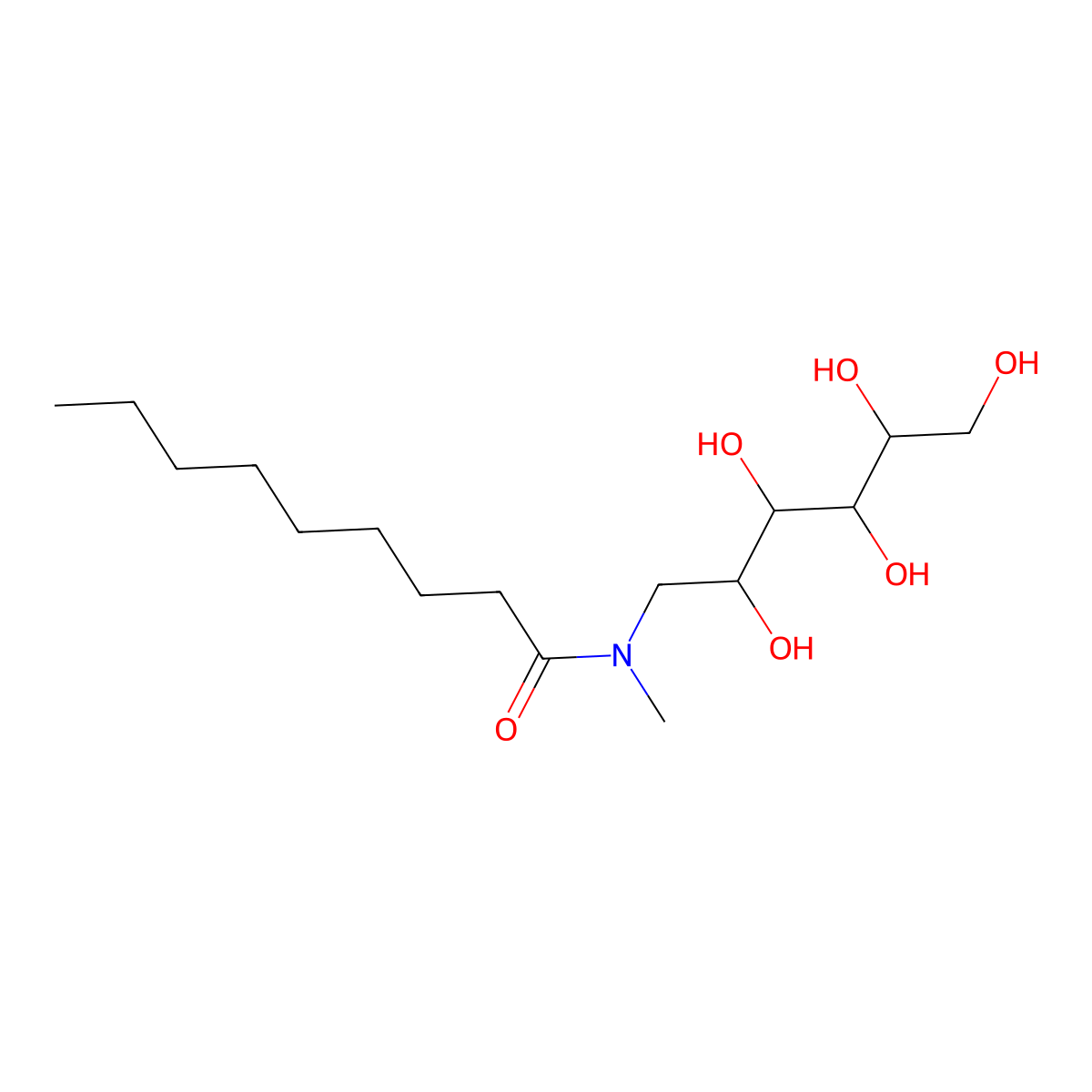 N-methyl-N-(2,3,4,5,6-pentahydroxyhexyl)nonanamide molecular structure, CAS 1174234-13-9