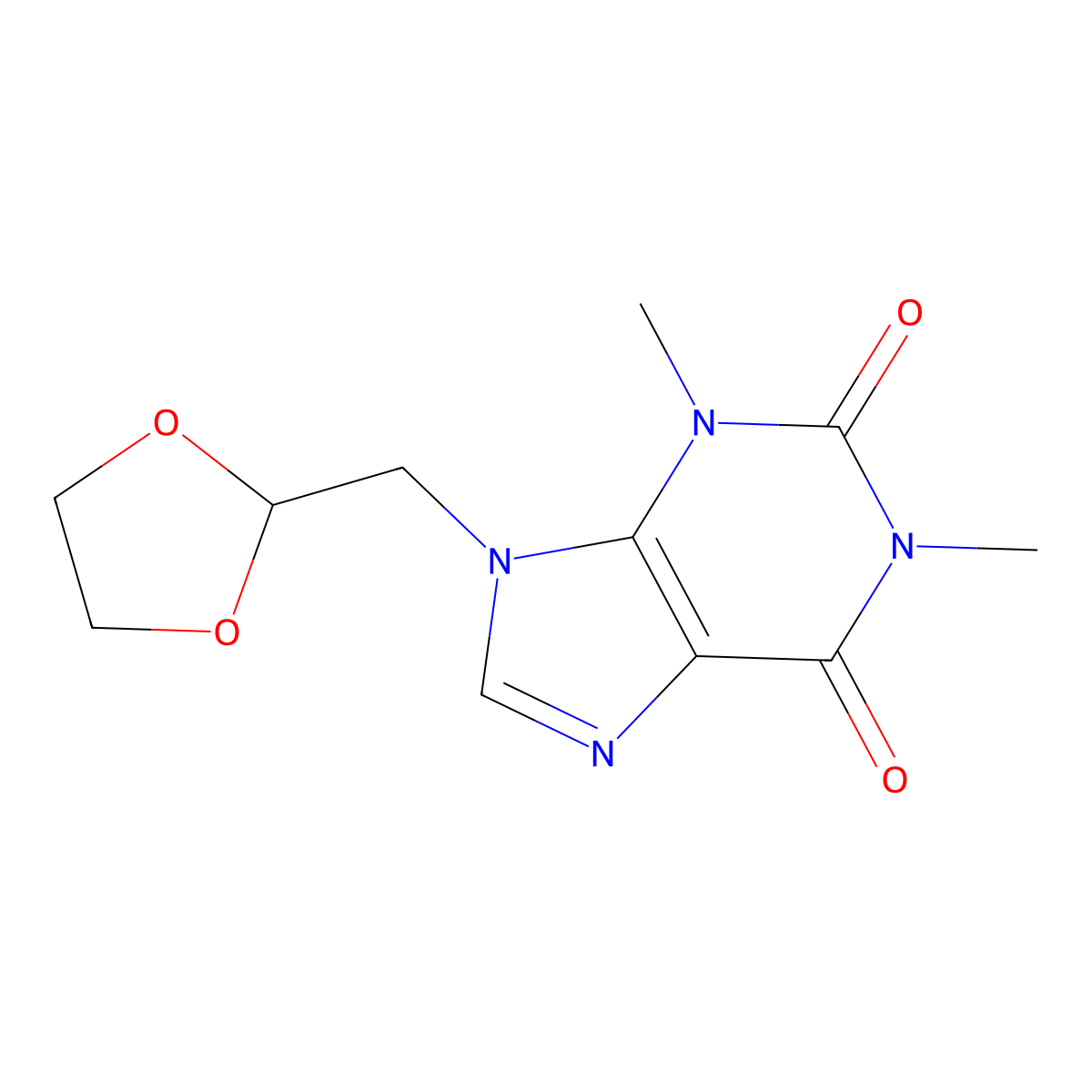 9-(1,3-Dioxolan-2-ylMethyl)-3,9-dihydro-1,3-diMethyl-1H-purine-2,6-dione molecular structure, CAS 1174289-18-9