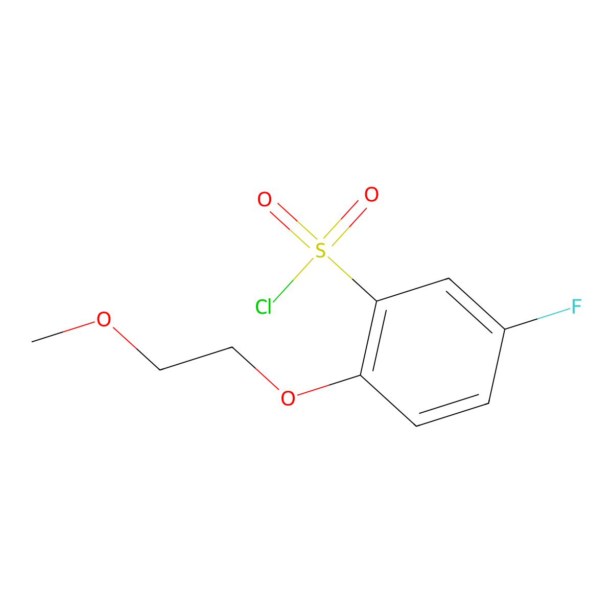 5-Fluoro-2-(2-methoxyethoxy)benzene-1-sulfonyl chloride molecular structure, CAS 1174295-58-9