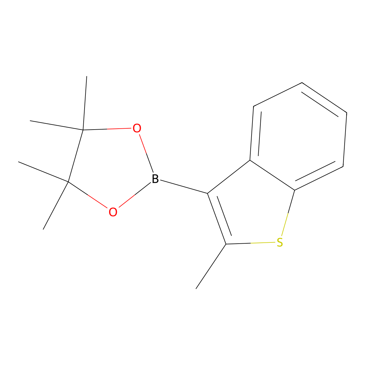 4,4,5,5-Tetramethyl-2-(2-methylbenzo[b]thiophen-3-yl)-1,3,2-dioxaborolane molecular structure, CAS 1174298-60-2