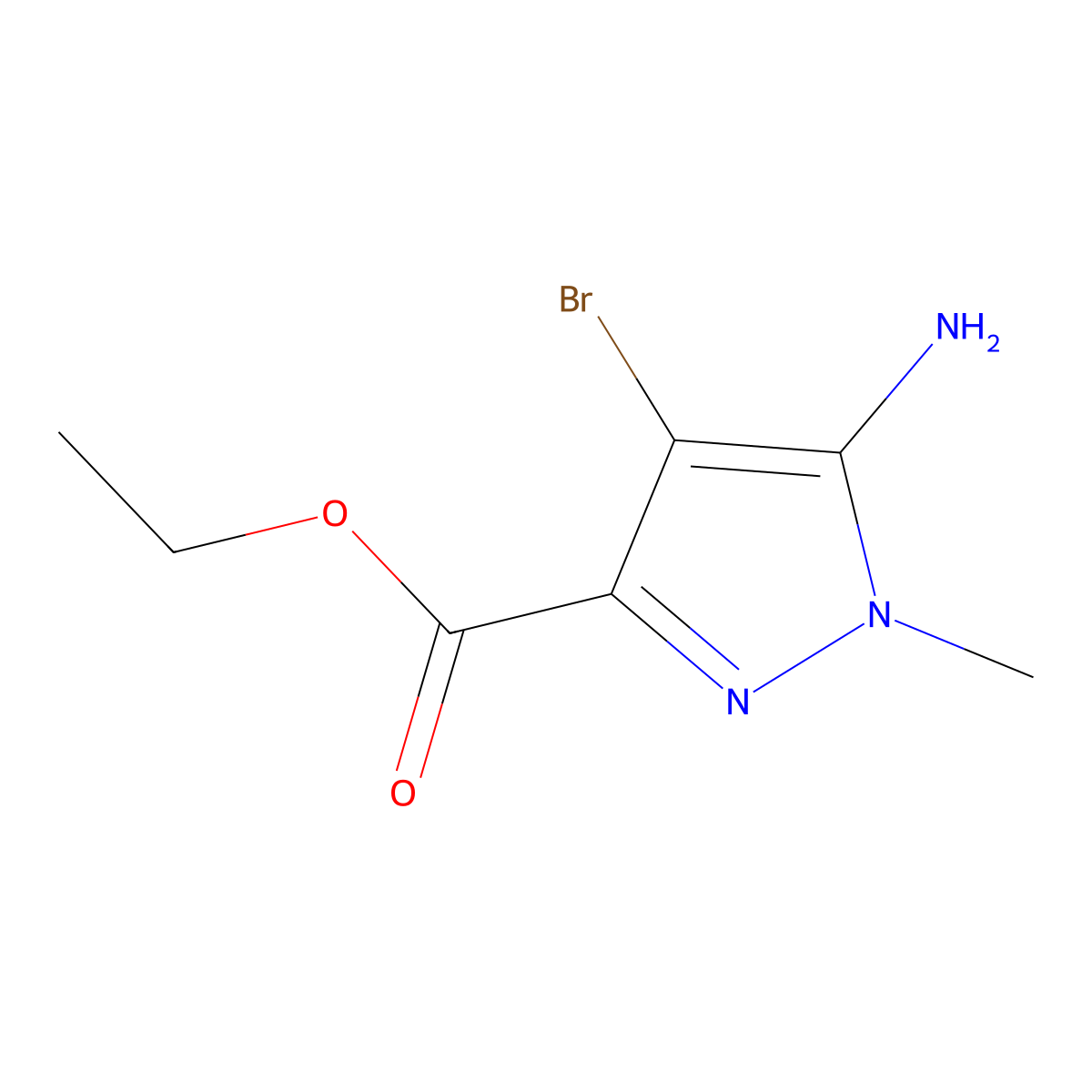 ethyl 5-amino-4-bromo-1-methyl-1H-pyrazole-3-carboxylate molecular structure, CAS 1174305-82-8