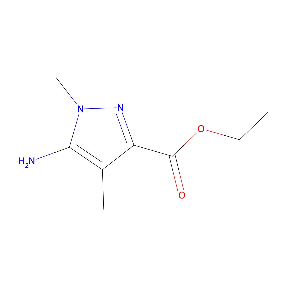 Ethyl 5-amino-1,4-dimethyl-1H-pyrazole-3-carboxylate molecular structure, CAS 1174305-86-2