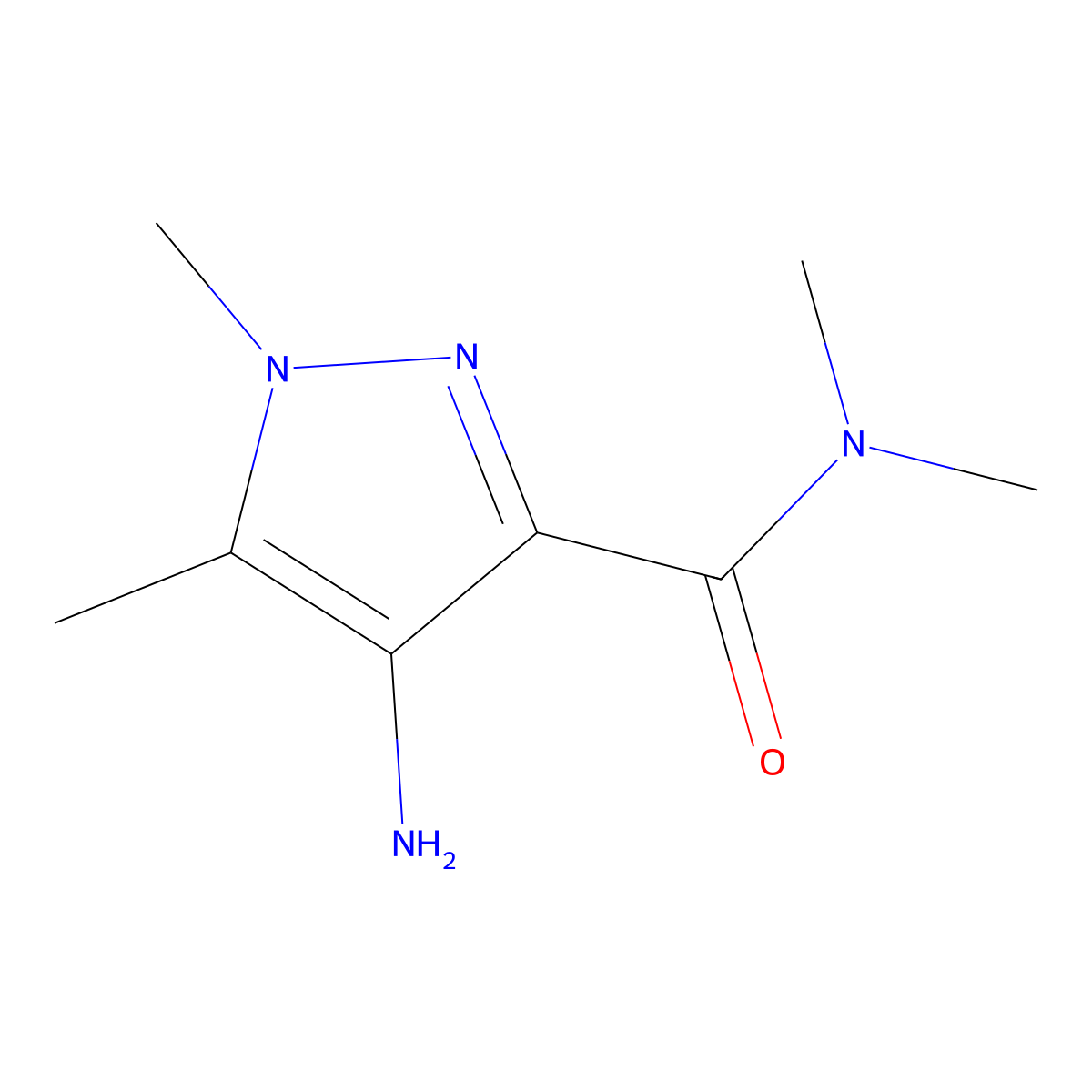 4-Amino-N,N,1,5-tetramethyl-1H-pyrazole-3-carboxamide molecular structure, CAS 1174305-95-3