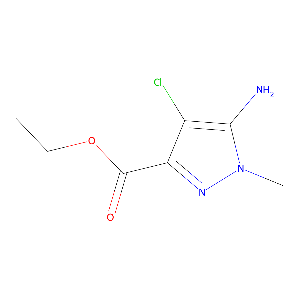 Ethyl 5-amino-4-chloro-1-methyl-1H-pyrazole-3-carboxylate molecular structure, CAS 1174305-96-4