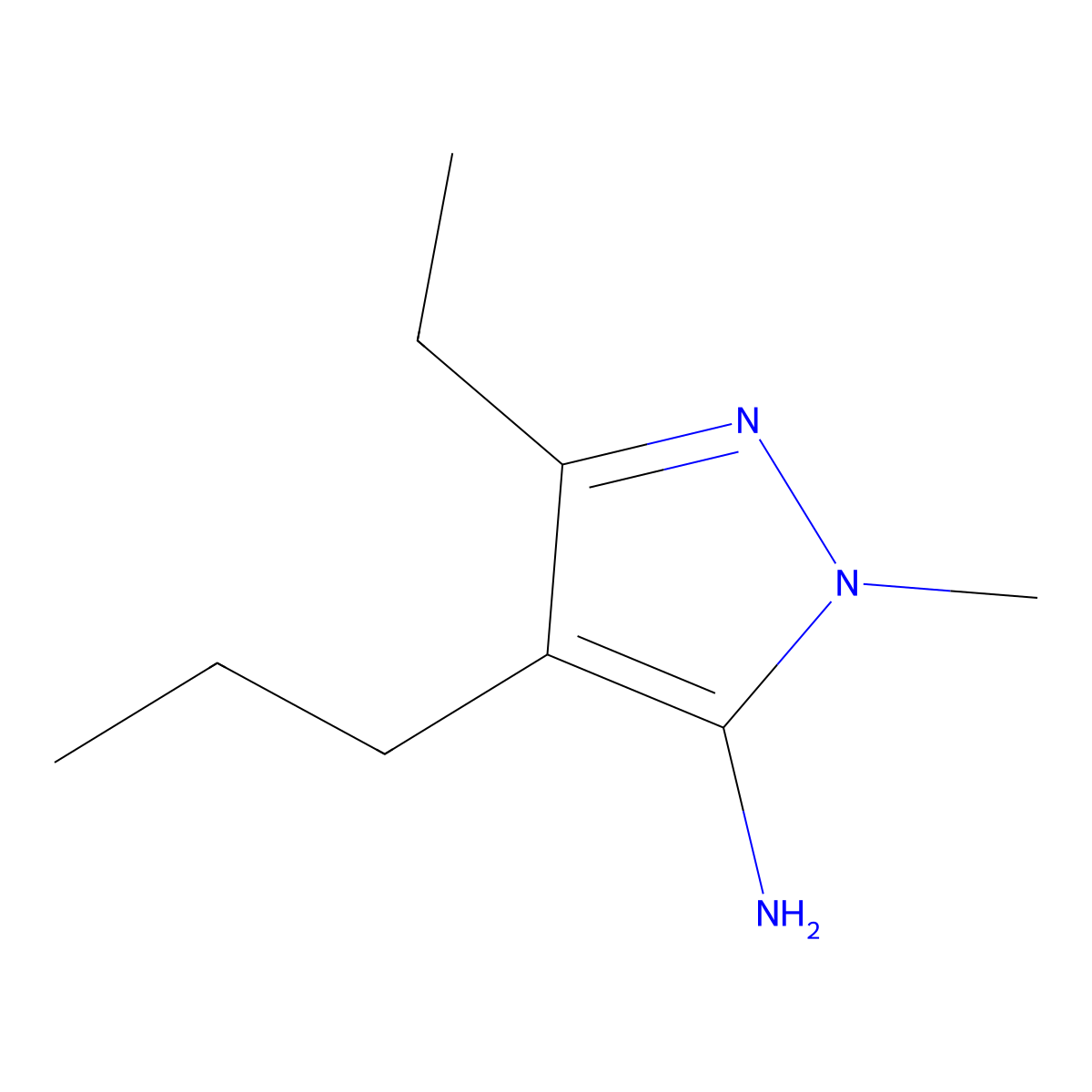 3-Ethyl-1-methyl-4-propyl-1H-pyrazol-5-amine molecular structure, CAS 1174306-48-9