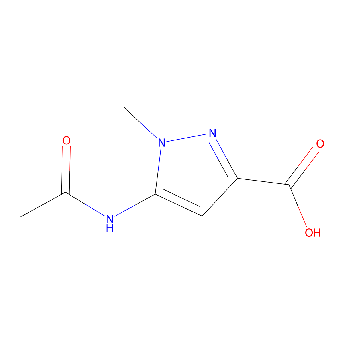 5-Acetamido-1-methyl-1H-pyrazole-3-carboxylic acid molecular structure, CAS 1174306-96-7