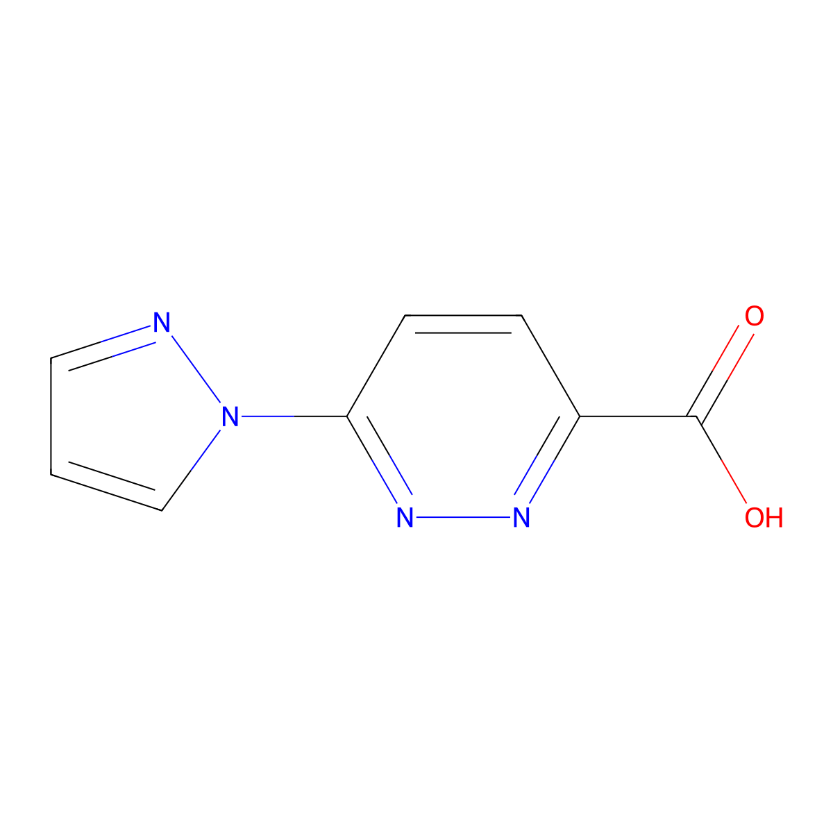 6-(1H-pyrazol-1-yl)pyridazine-3-carboxylic acid molecular structure, CAS 1174307-19-7