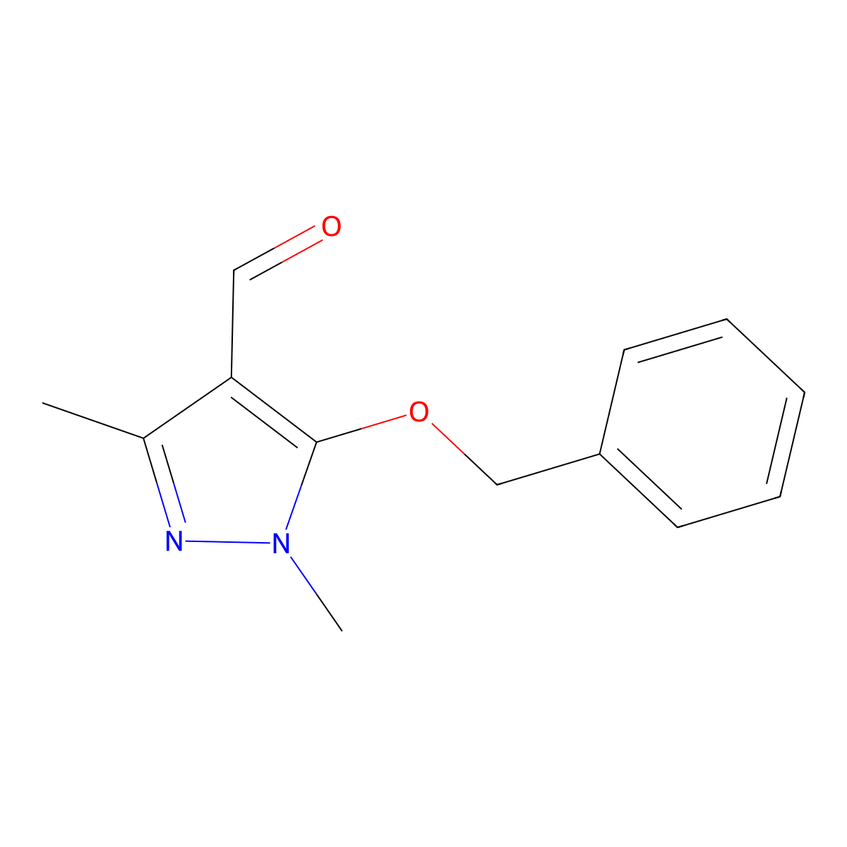 5-(benzyloxy)-1,3-dimethyl-1H-pyrazole-4-carbaldehyde molecular structure, CAS 1174307-24-4