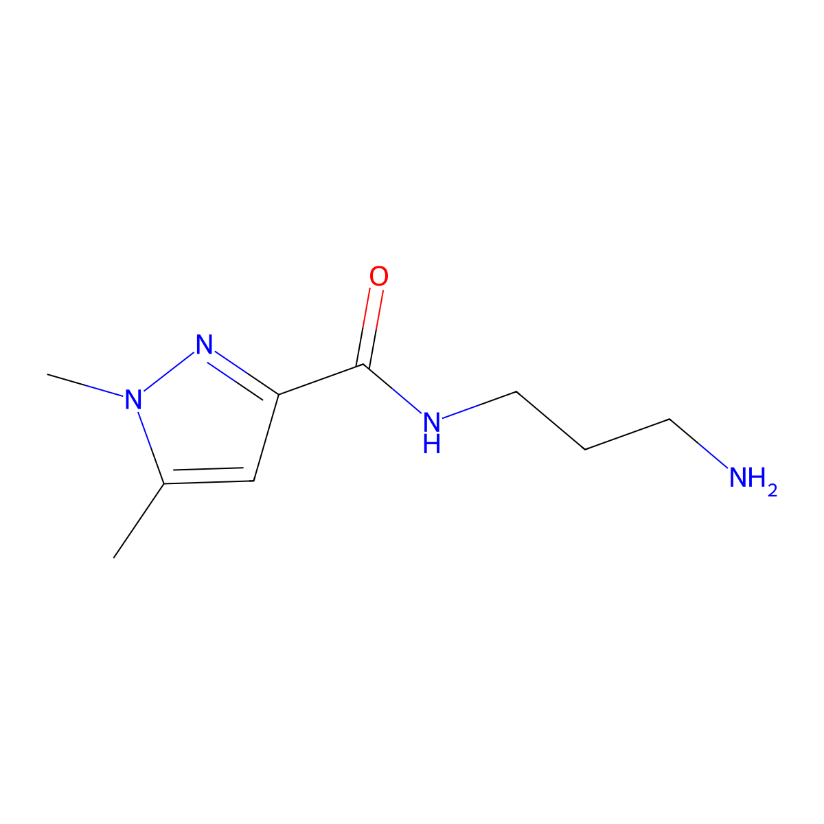 N-(3-aminopropyl)-1,5-dimethylpyrazole-3-carboxamide molecular structure, CAS 1174307-34-6
