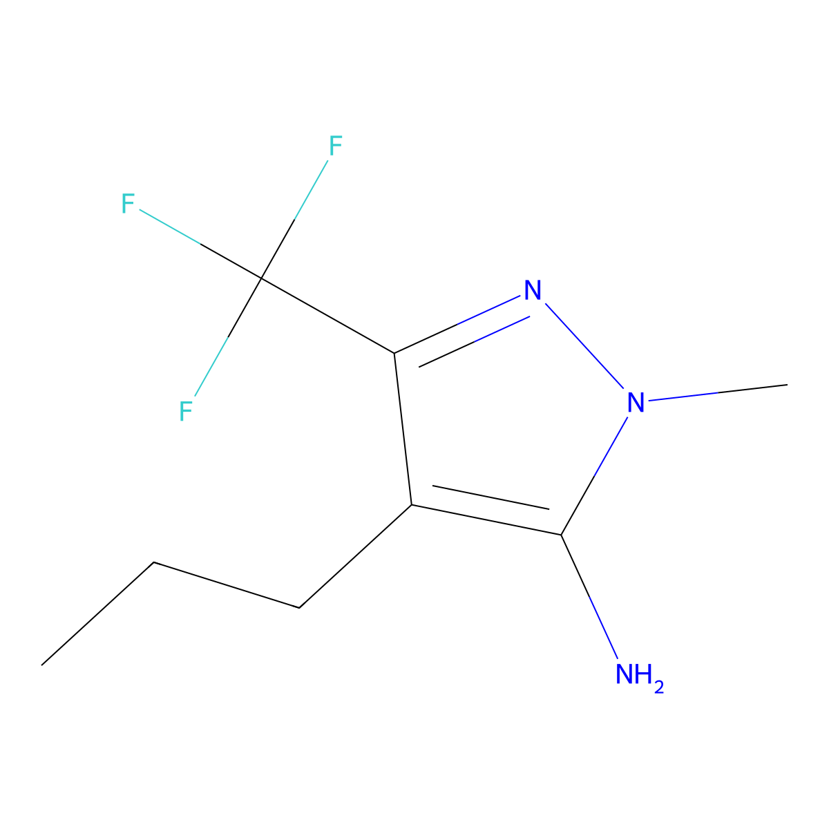 1-Methyl-4-propyl-3-(trifluoromethyl)-1H-pyrazol-5-amine molecular structure, CAS 1174308-80-5