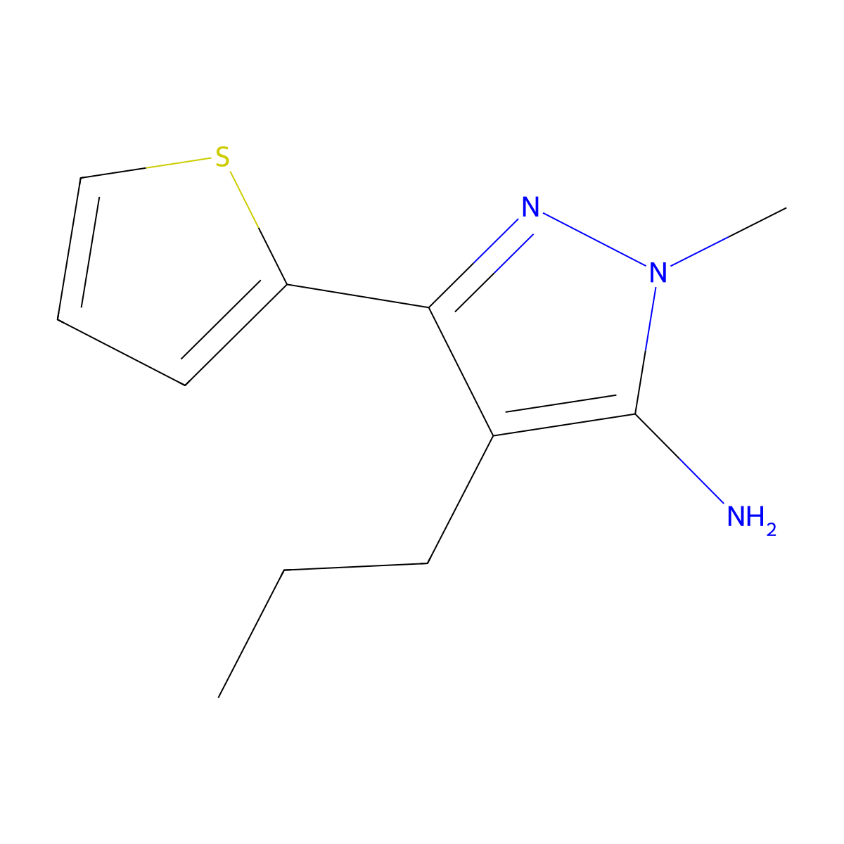 1-Methyl-4-propyl-3-(thiophen-2-yl)-1h-pyrazol-5-amine molecular structure, CAS 1174308-97-4