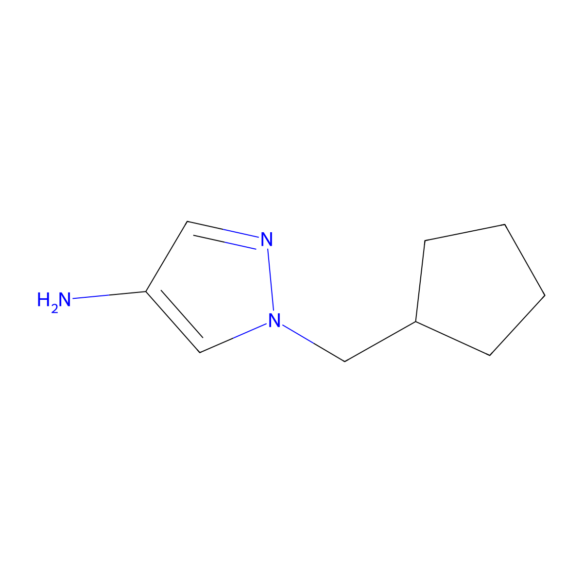 1-(cyclopentylmethyl)-1H-pyrazol-4-amine molecular structure, CAS 1174309-14-8