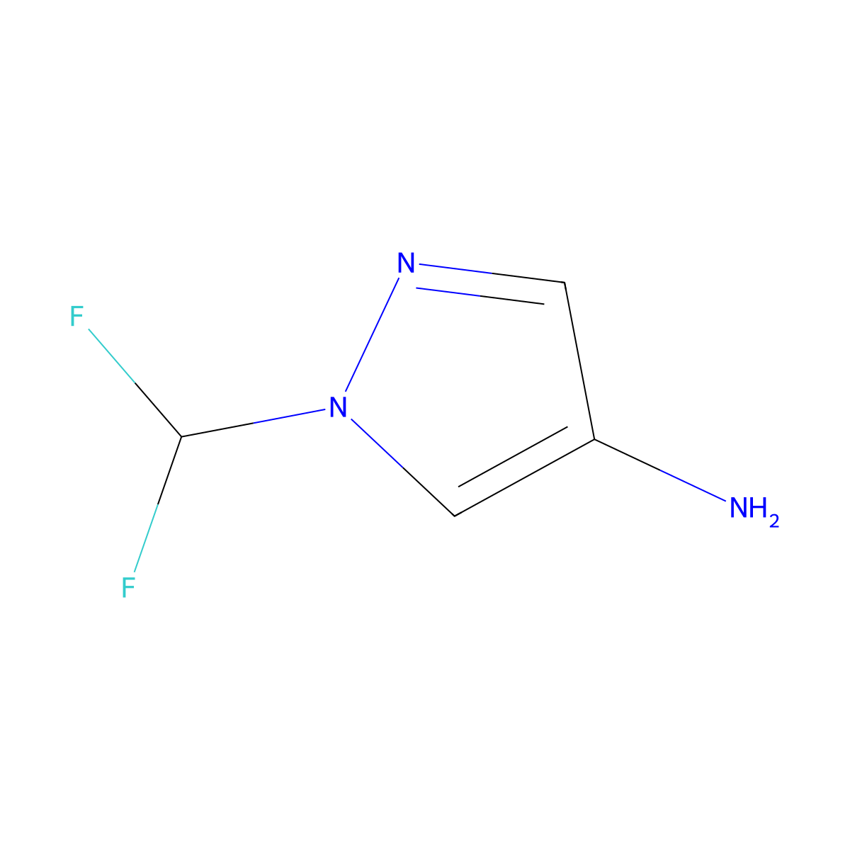 1-(difluoromethyl)-1H-pyrazol-4-amine molecular structure, CAS 1174309-16-0