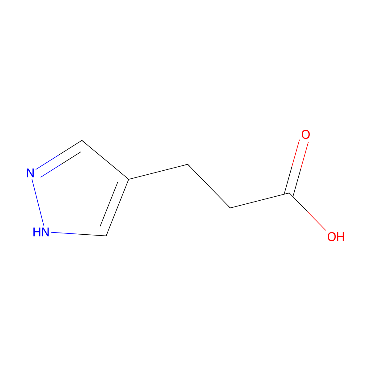 3-(1H-Pyrazol-4-yl)propanoic acid molecular structure, CAS 1174309-53-5
