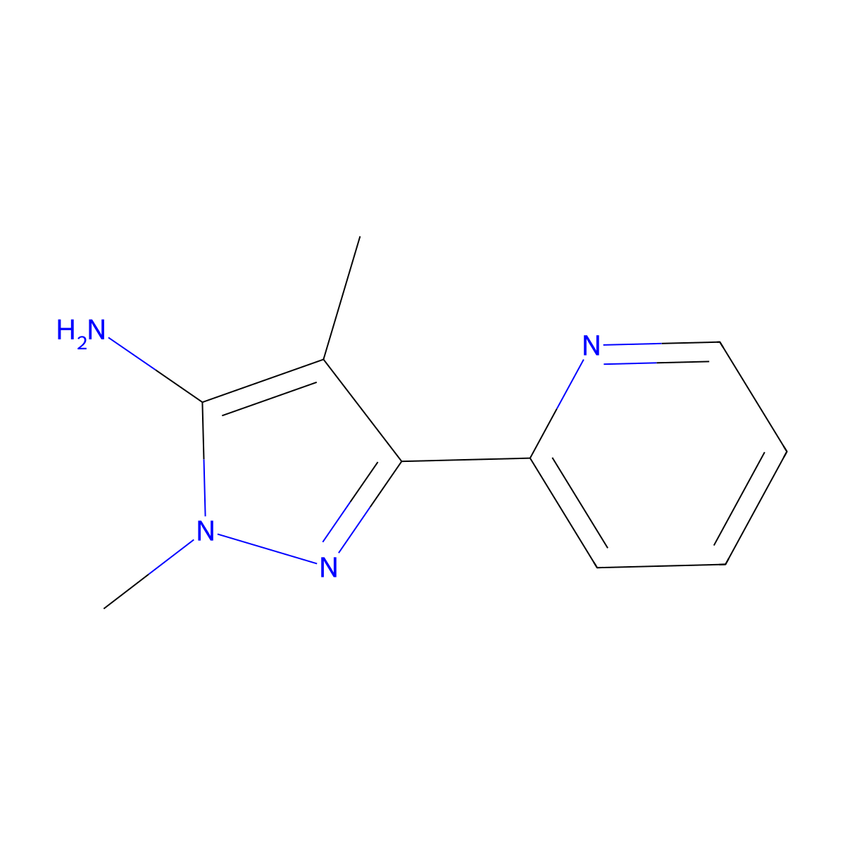 1,4-Dimethyl-3-(pyridin-2-YL)-1H-pyrazol-5-amine molecular structure, CAS 1174309-69-3