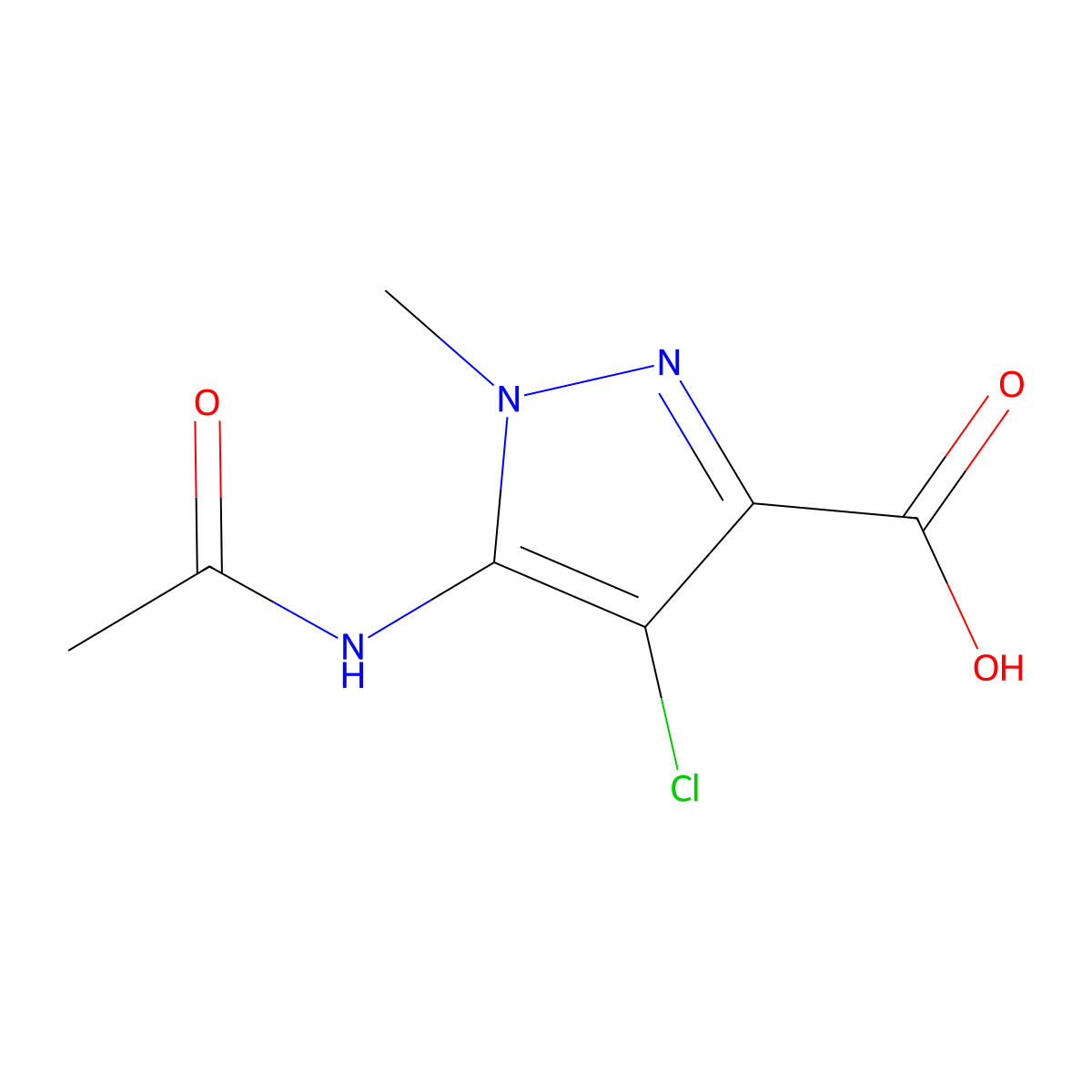 4-chloro-5-acetamido-1-methyl-1H-pyrazole-3-carboxylic acid molecular structure, CAS 1174309-71-7