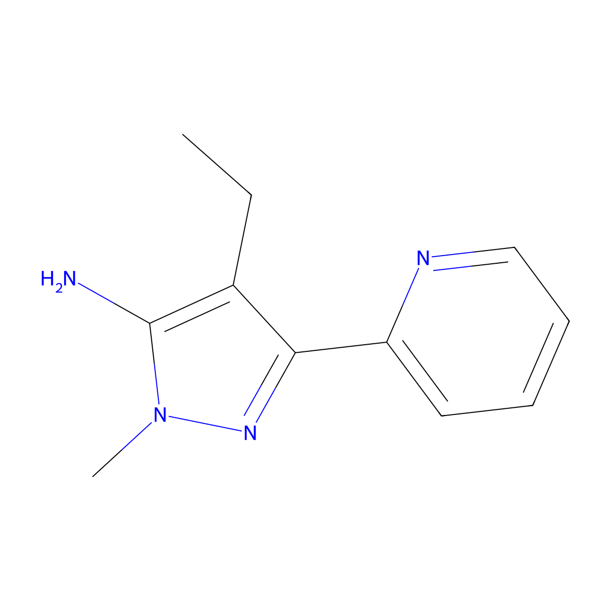 4-Ethyl-1-methyl-3-(pyridin-2-yl)-1h-pyrazol-5-amine molecular structure, CAS 1174309-74-0