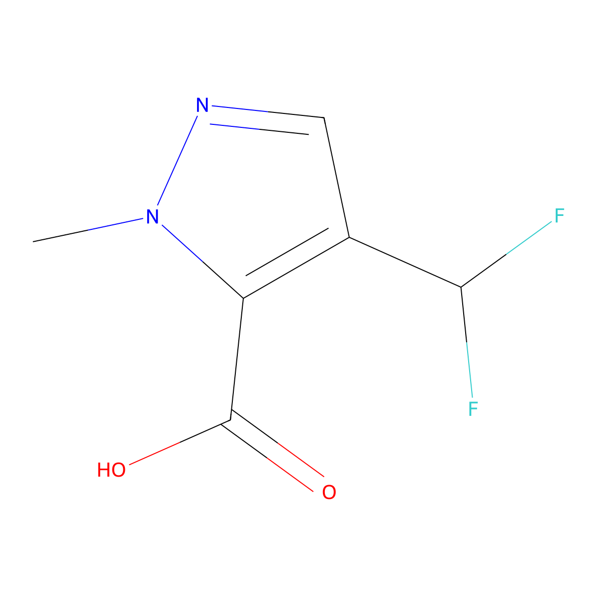 4-(difluoromethyl)-1-methyl-1H-pyrazole-5-carboxylic acid molecular structure, CAS 1174310-51-0