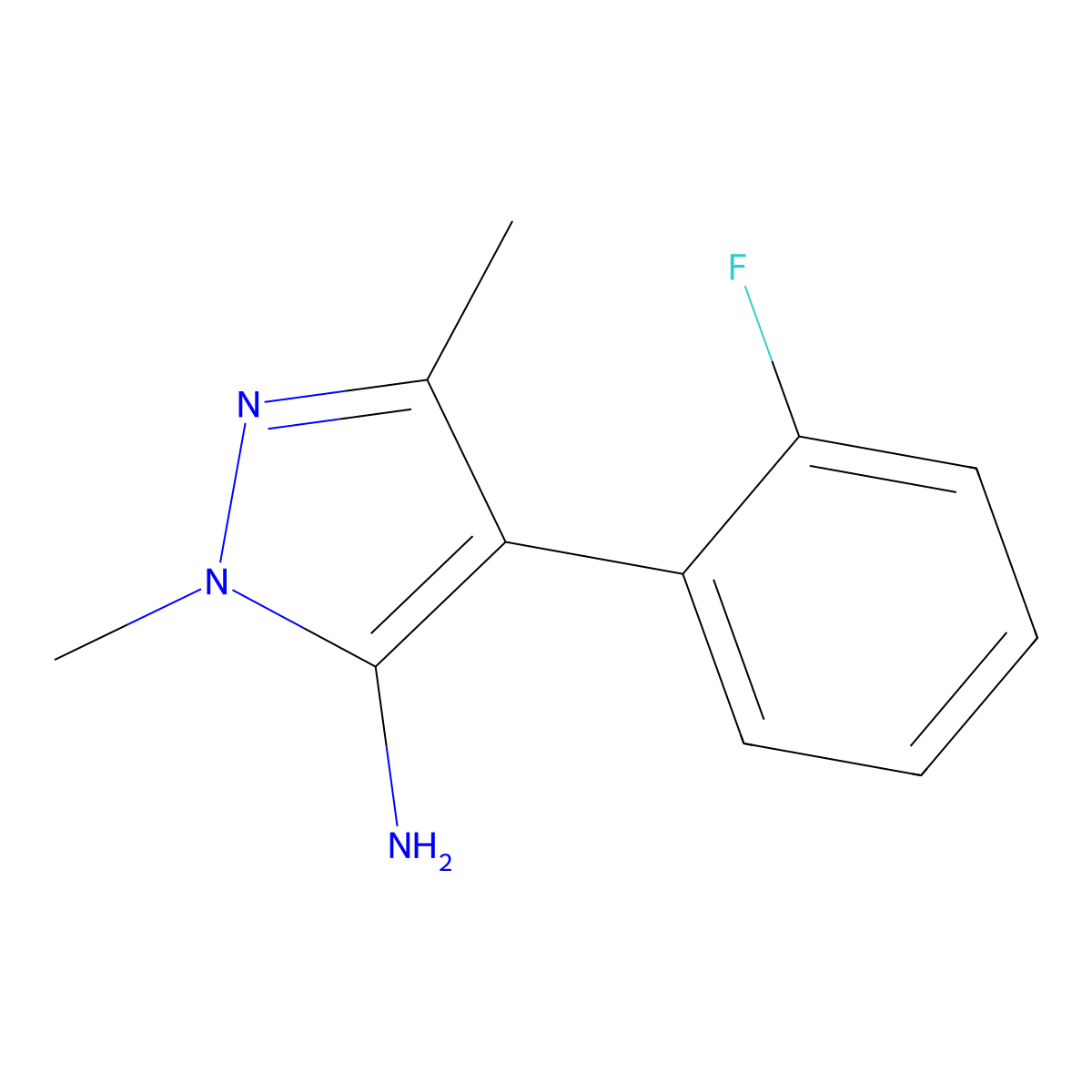 4-(2-Fluorophenyl)-1,3-dimethyl-1h-pyrazol-5-amine molecular structure, CAS 1174310-58-7