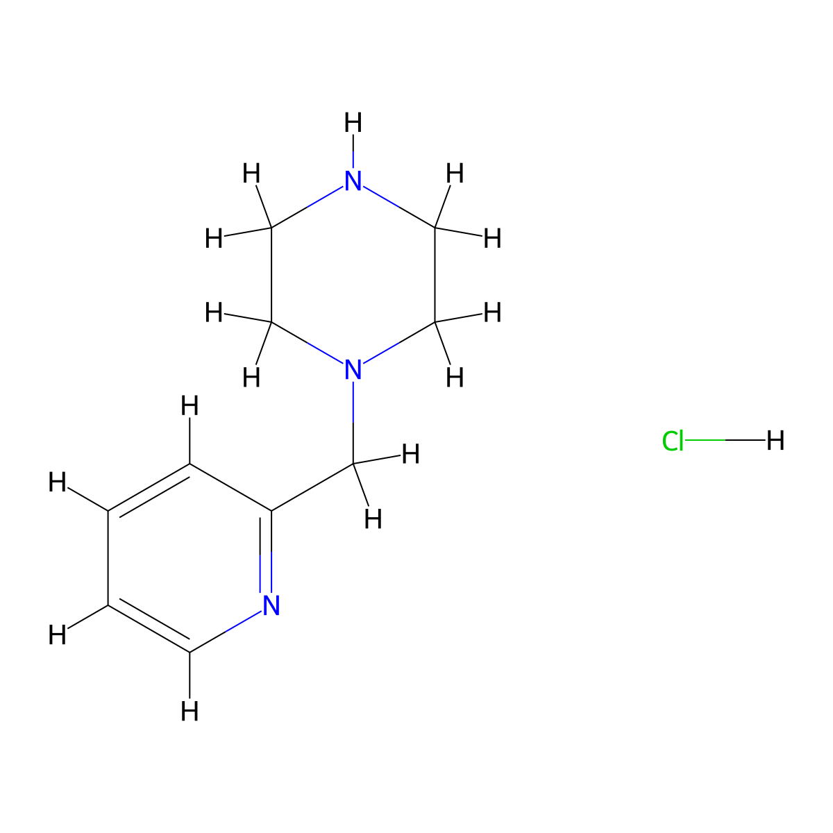 1-Pyridin-2-ylmethyl-piperazine hydrochloride molecular structure, CAS 1174310-77-0