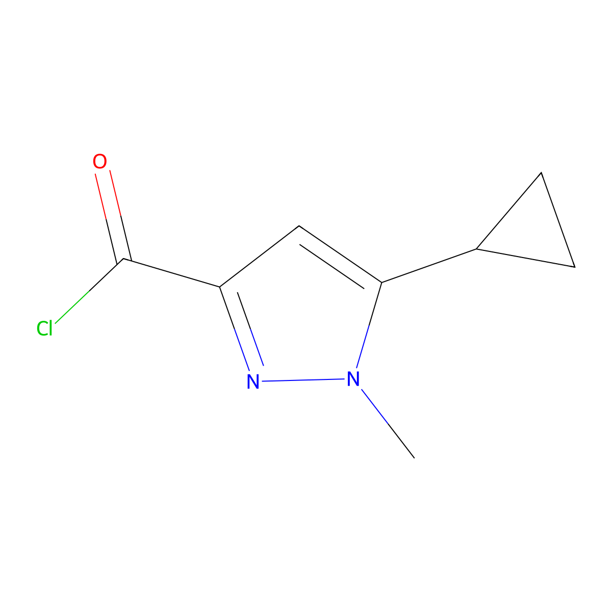 5-cyclopropyl-1-methyl-1H-pyrazole-3-carbonyl chloride molecular structure, CAS 1174311-14-8