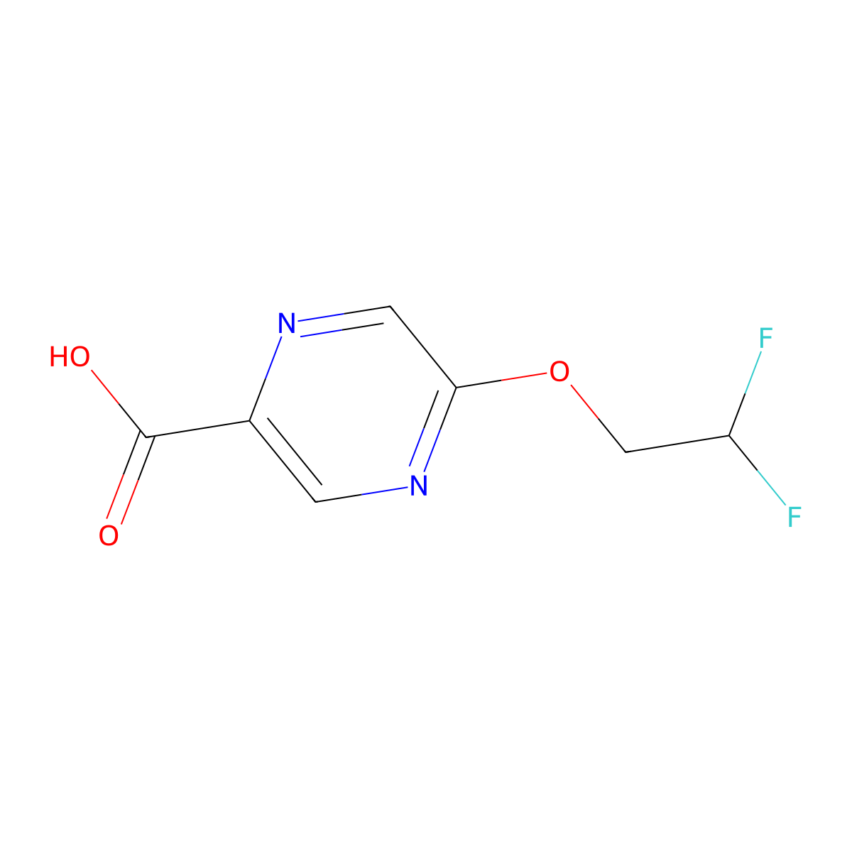 5-(2,2-Difluoroethoxy)pyrazine-2-carboxylic acid molecular structure, CAS 1174323-38-6