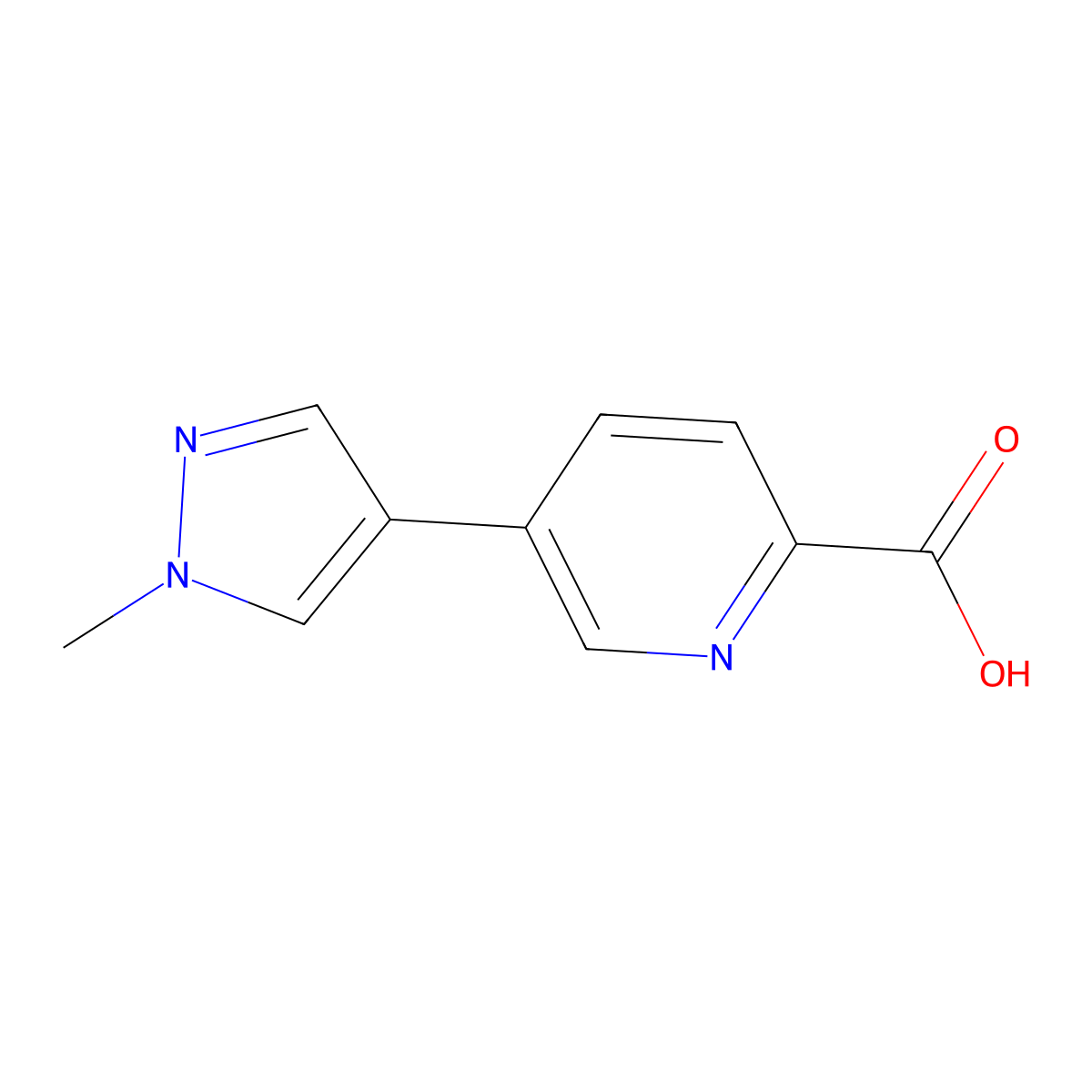5-(1-methyl-1H-pyrazol-4-yl)pyridine-2-carboxylic acid molecular structure, CAS 1174324-58-3