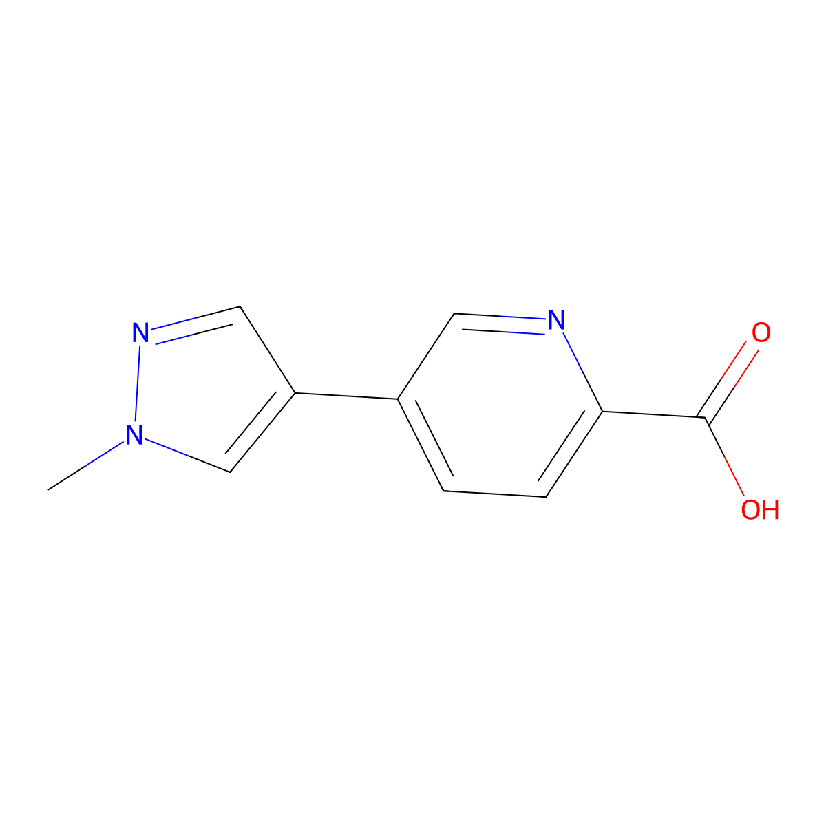 5-(1-methyl-1H-pyrazol-4-yl)pyridine-2-carboxylic acid molecular structure, CAS 1174324-58-3