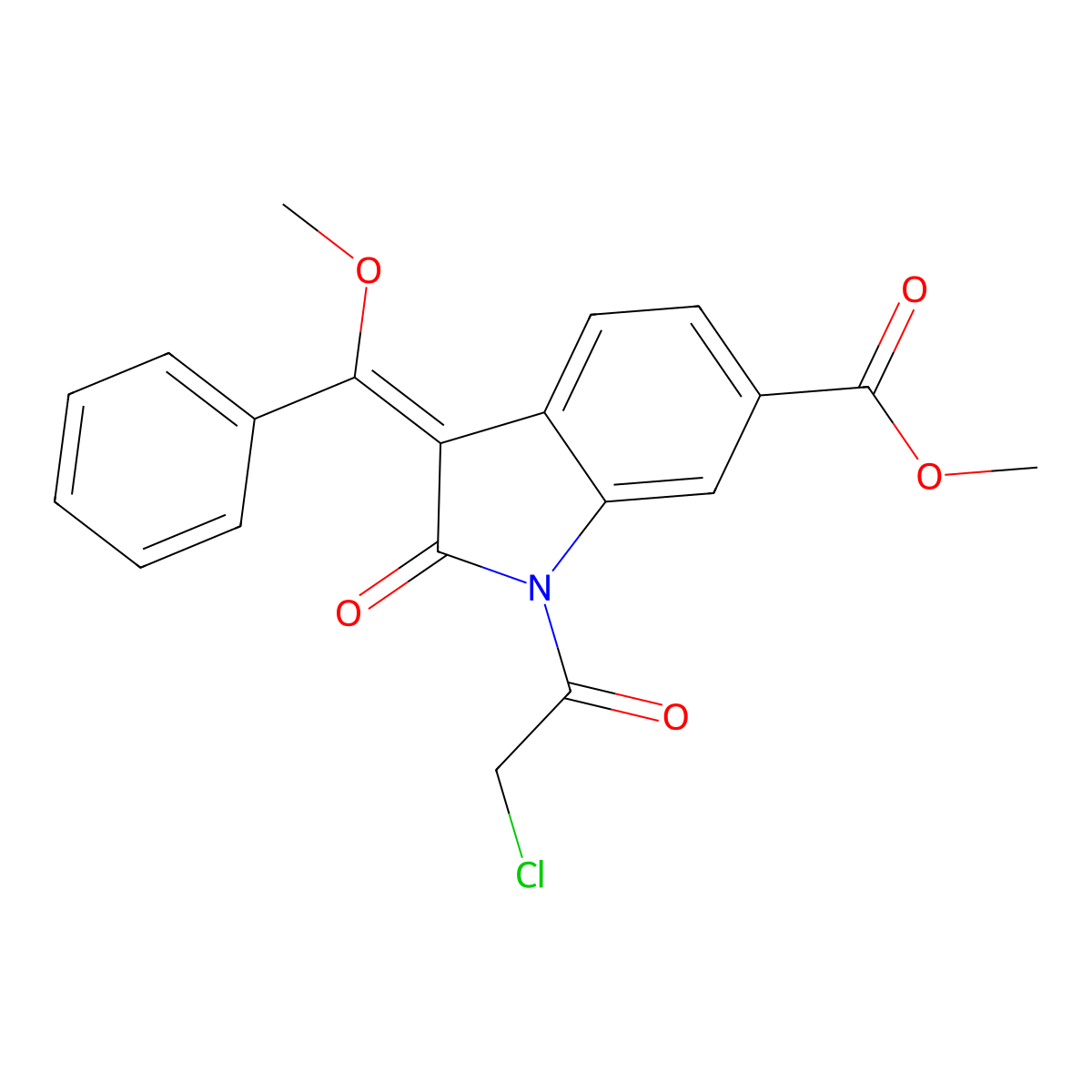Methyl (3E)-1-(2-chloroacetyl)-2,3-dihydro-3-(methoxyphenylmethylene)-2-oxo-1H-indole-6-carboxylate molecular structure, CAS 1174335-83-1