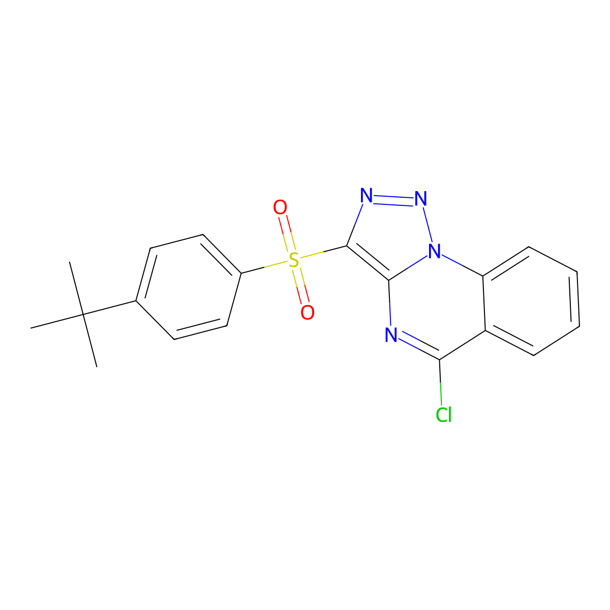 3-[(4-Tert-butylphenyl)sulfonyl]-5-chloro[1,2,3]triazolo[1,5-a]quinazoline molecular structure, CAS 1174392-46-1