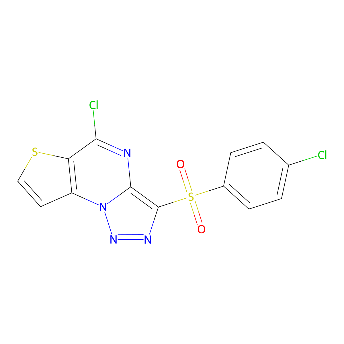 5-Chloro-3-[(4-chlorophenyl)sulfonyl]thieno[2,3-e][1,2,3]triazolo[1,5-a]pyrimidine molecular structure, CAS 1174392-57-4