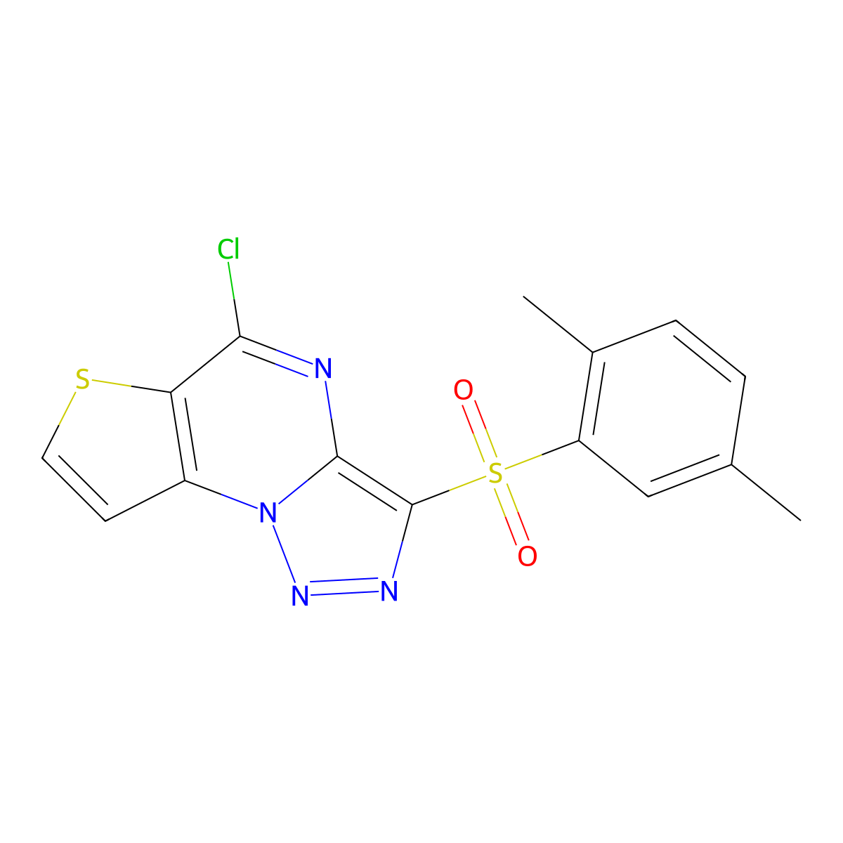 5-Chloro-3-[(2,5-dimethylphenyl)sulfonyl]thieno[2,3-e][1,2,3]triazolo[1,5-a]pyrimidine molecular structure, CAS 1174392-61-0