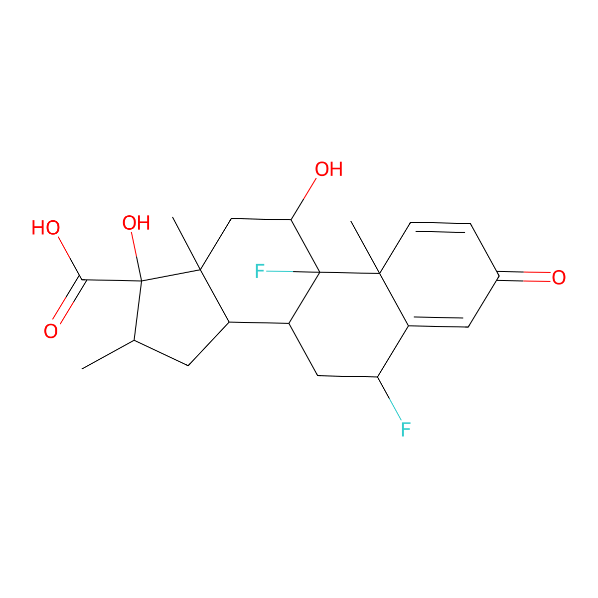 (8xi,9xi,10xi,13xi,14xi)-6,9-Difluoro-11,17-dihydroxy-16-methyl-3-oxoandrosta-1,4-diene-17-carboxylic acid molecular structure, CAS 1174462-25-9