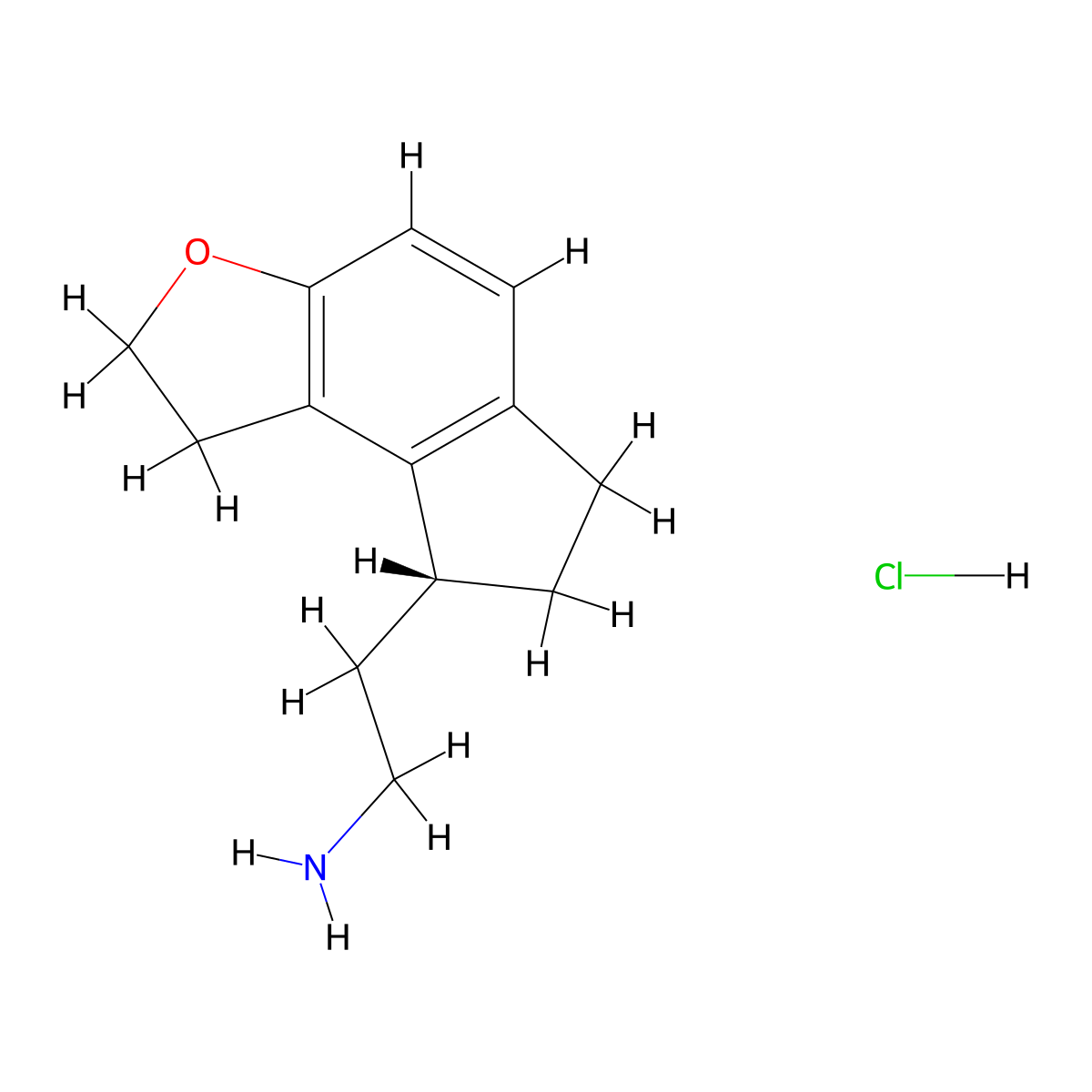 (R)-2-(1,6,7,8-tetrahydro-2H-indeno[5,4-b]furan-8-yl)ethan-1-amine hydrochloride molecular structure, CAS 1174496-11-7