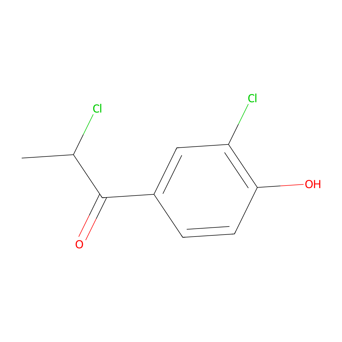 2-Chloro-1-(3-chloro-4-hydroxyphenyl)-1-propanone molecular structure, CAS 1174514-81-8