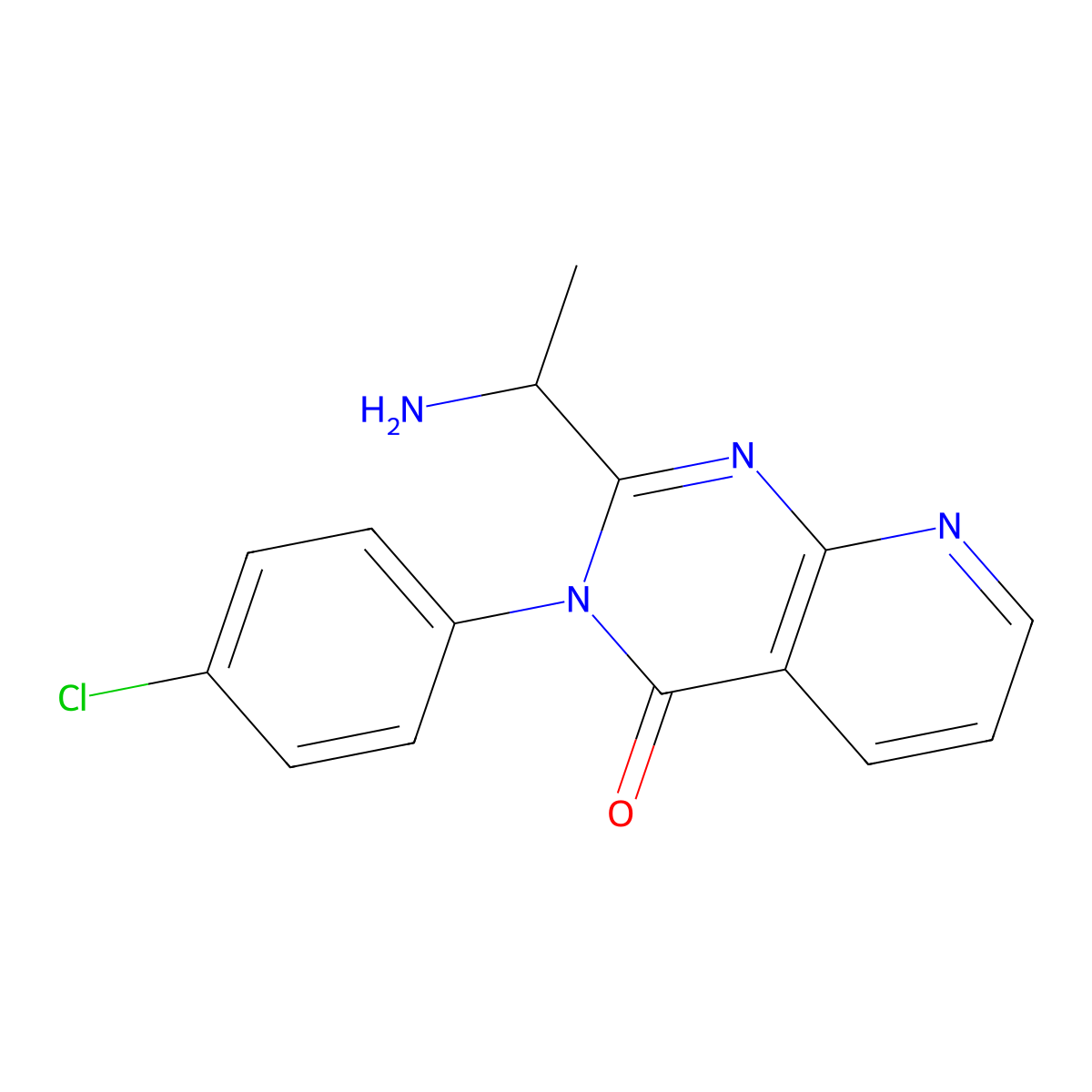 (R)-2-(1-Aminoethyl)-3-(4-chlorophenyl)pyrido[2,3-d]pyrimidin-4(3H)-one molecular structure, CAS 1174540-27-2