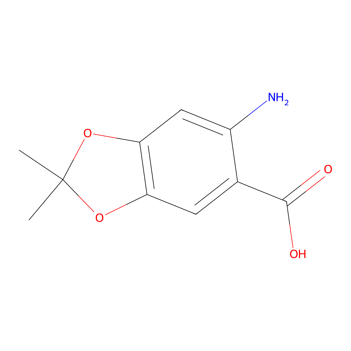 6-Amino-2,2-dimethyl-1,3-benzodioxole-5-carboxylic acid molecular structure, CAS 1174541-21-9