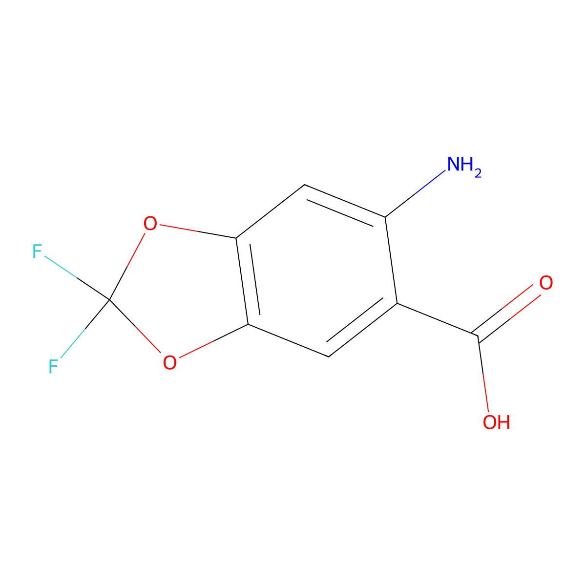 6-Amino-2,2-difluoro-1,3-dioxaindane-5-carboxylic acid molecular structure, CAS 1174541-27-5