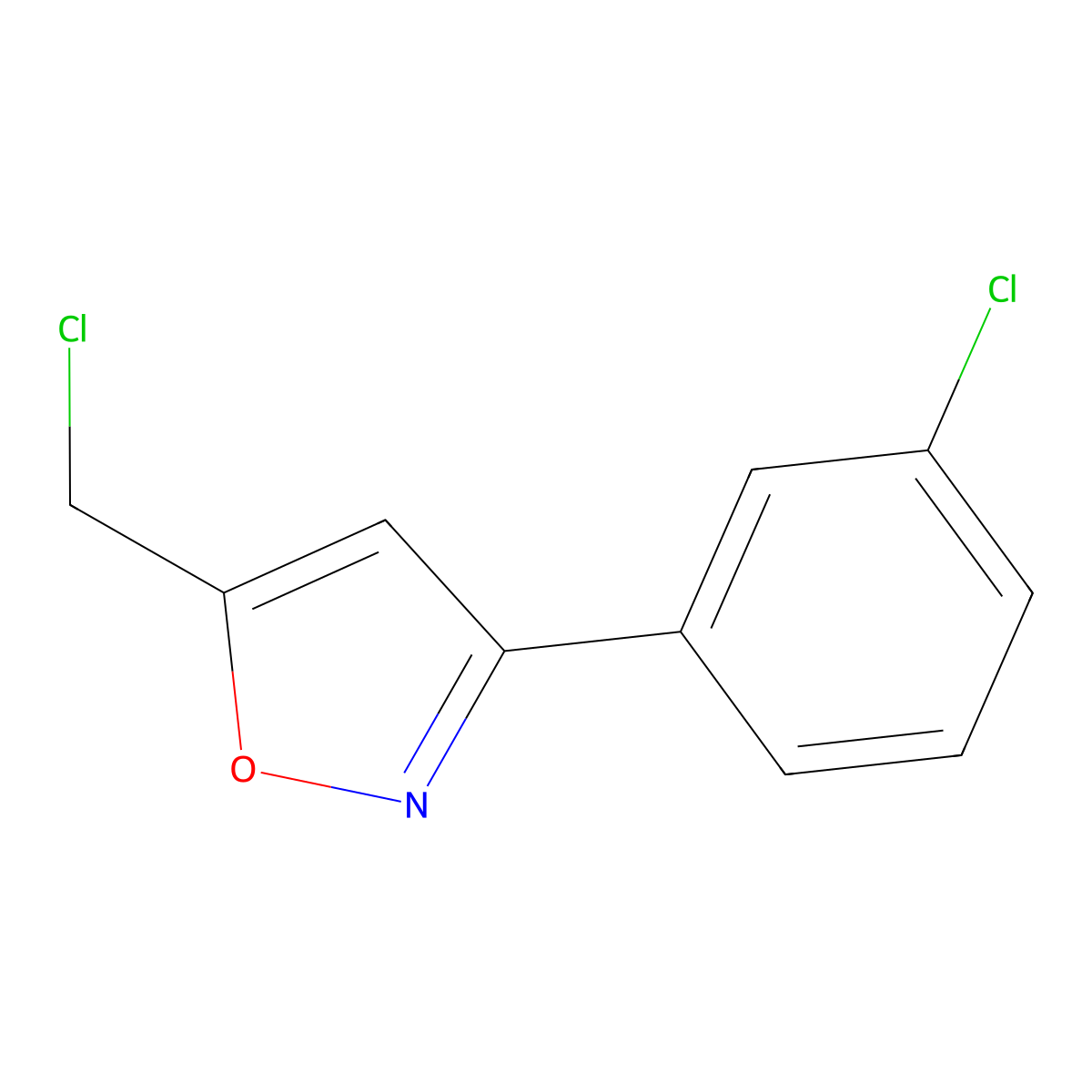 5-(Chloromethyl)-3-(3-chlorophenyl)-1,2-oxazole molecular structure, CAS 1174579-65-7