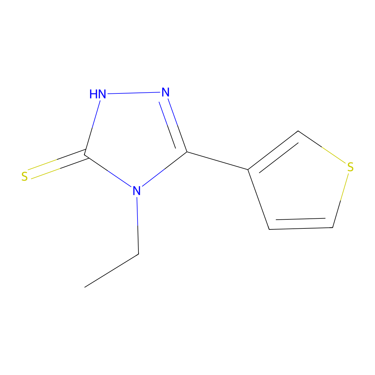 4-ethyl-5-(thiophen-3-yl)-4H-1,2,4-triazole-3-thiol molecular structure, CAS 1174580-10-9