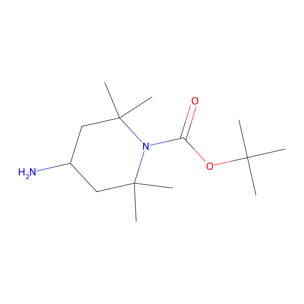 Tert-butyl 4-amino-2,2,6,6-tetramethyl-piperidine-1-carboxylate molecular structure, CAS 1174636-20-4