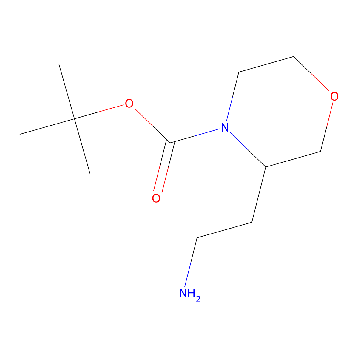 Tert-butyl 3-(2-aminoethyl)morpholine-4-carboxylate molecular structure, CAS 1174636-48-6